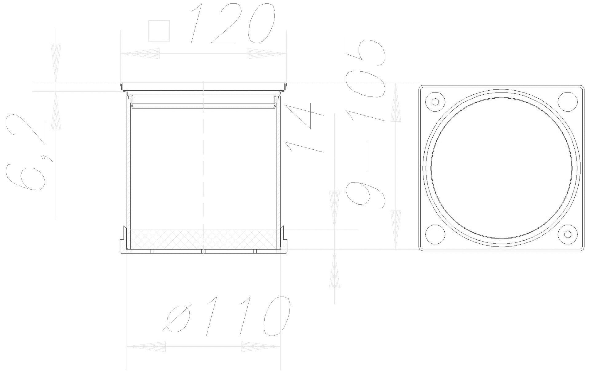 DALLMER Aufsatzrahmen ECS 12, 120 x 120 mm