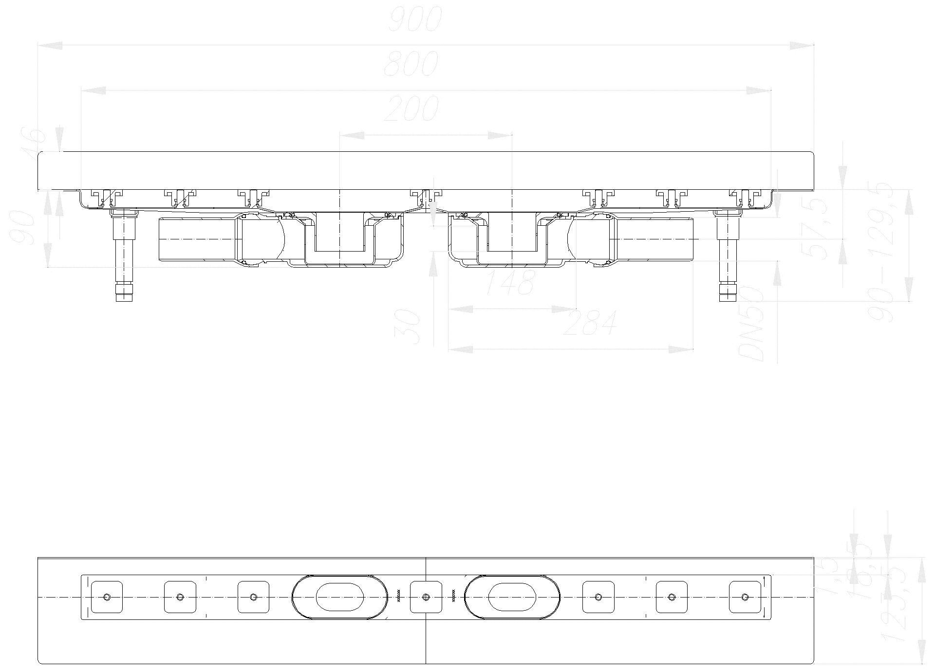 Dallmer - DALLMER Duschrinne CeraLine Plan W Duo 800 mm, DN 50