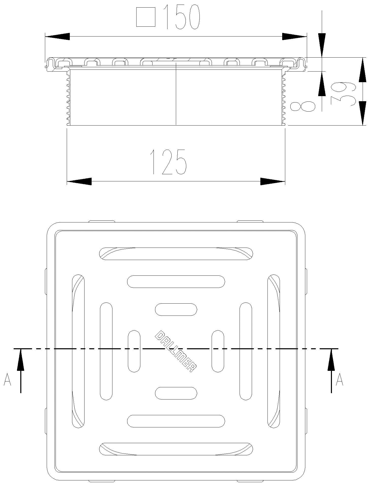 Dallmer - DALLMER Aufsatz DallDrain Select, 150 x 150 mm