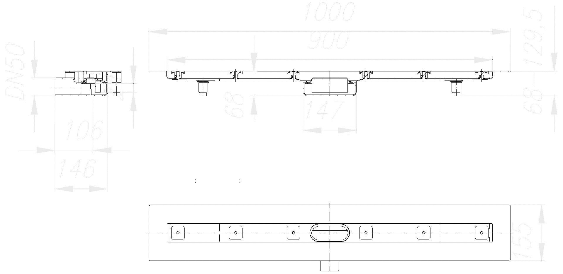 Dallmer - DALLMER Duschrinne CeraLine Nano F 900 mm, DN 50