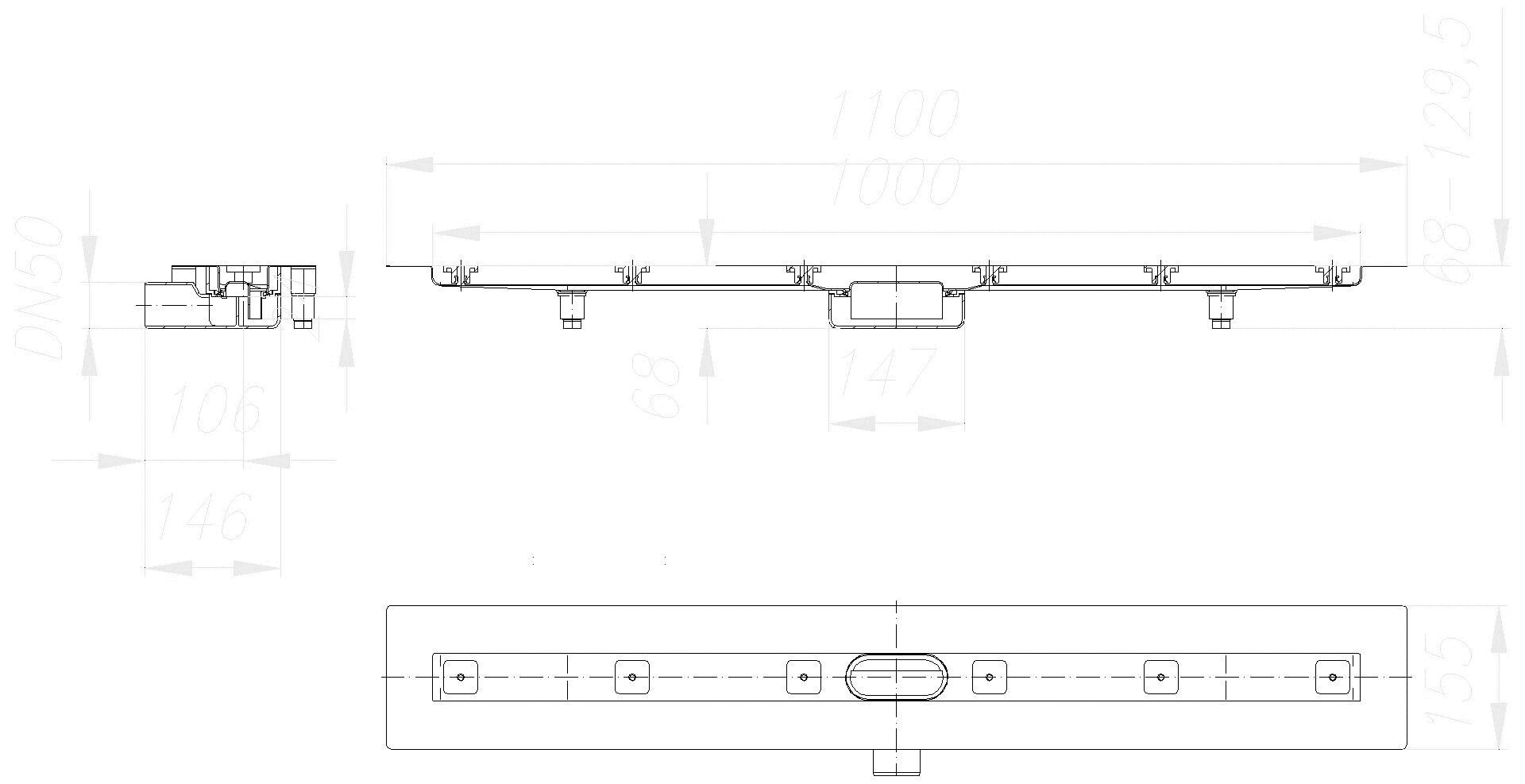 DALLMER Duschrinne CeraLine Nano F 1000 mm, DN 50