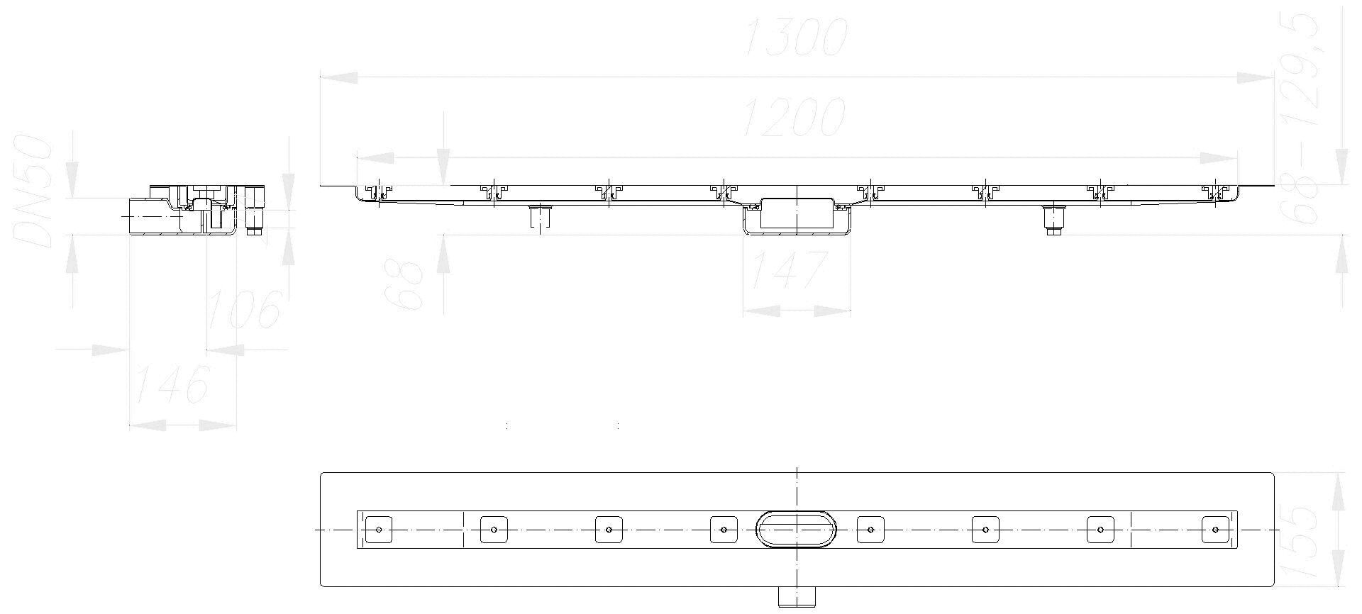 DALLMER Duschrinne CeraLine Nano F 1200 mm, DN 50