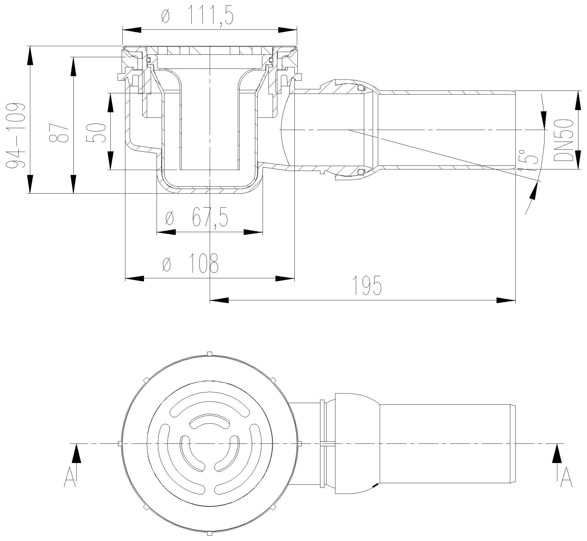 DALLMER Duschwannenablauf ORIO Select, Edelstahl matt, DN 50