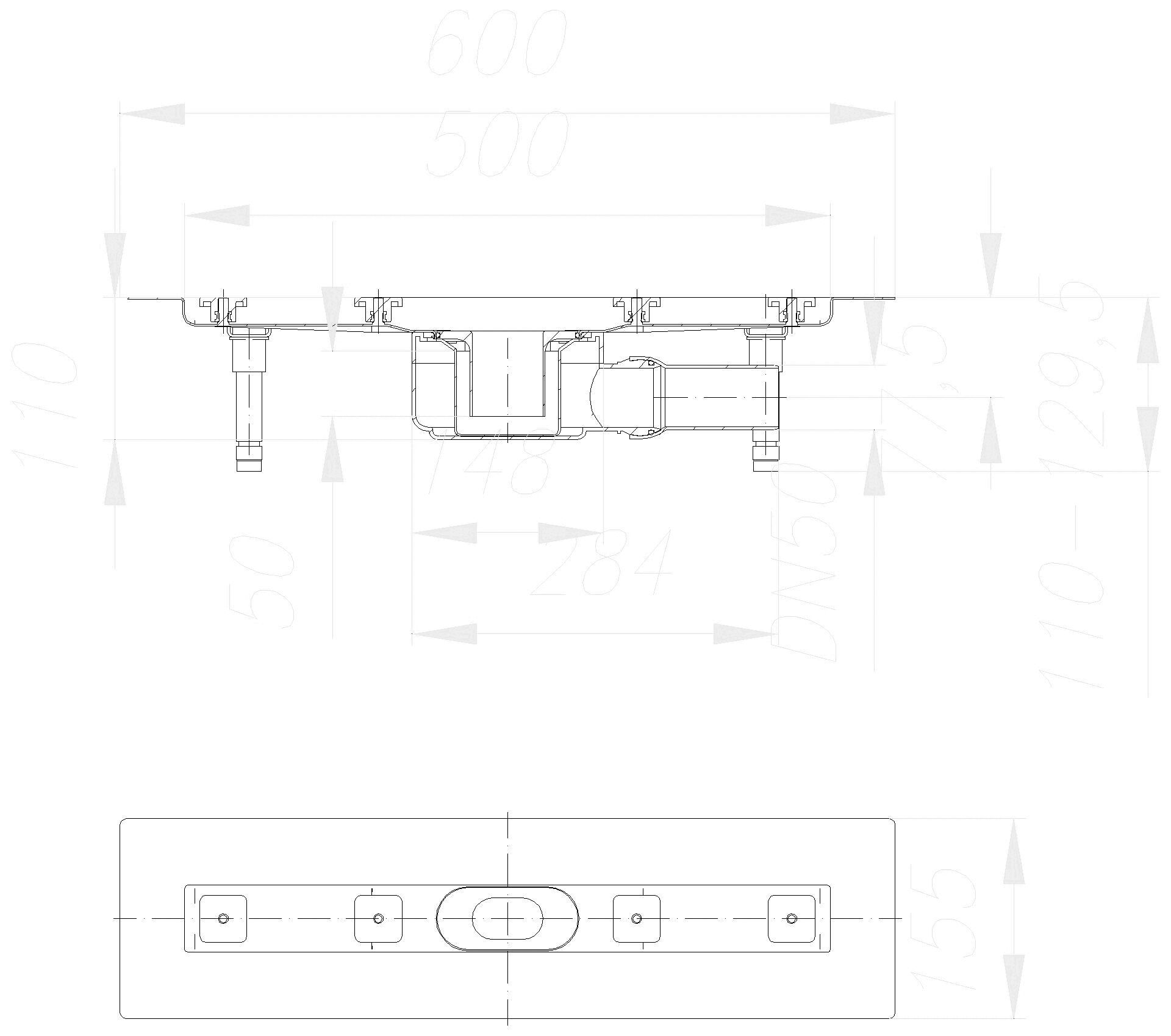 Dallmer - DALLMER Duschrinne CeraLine F 500 mm, DN 50