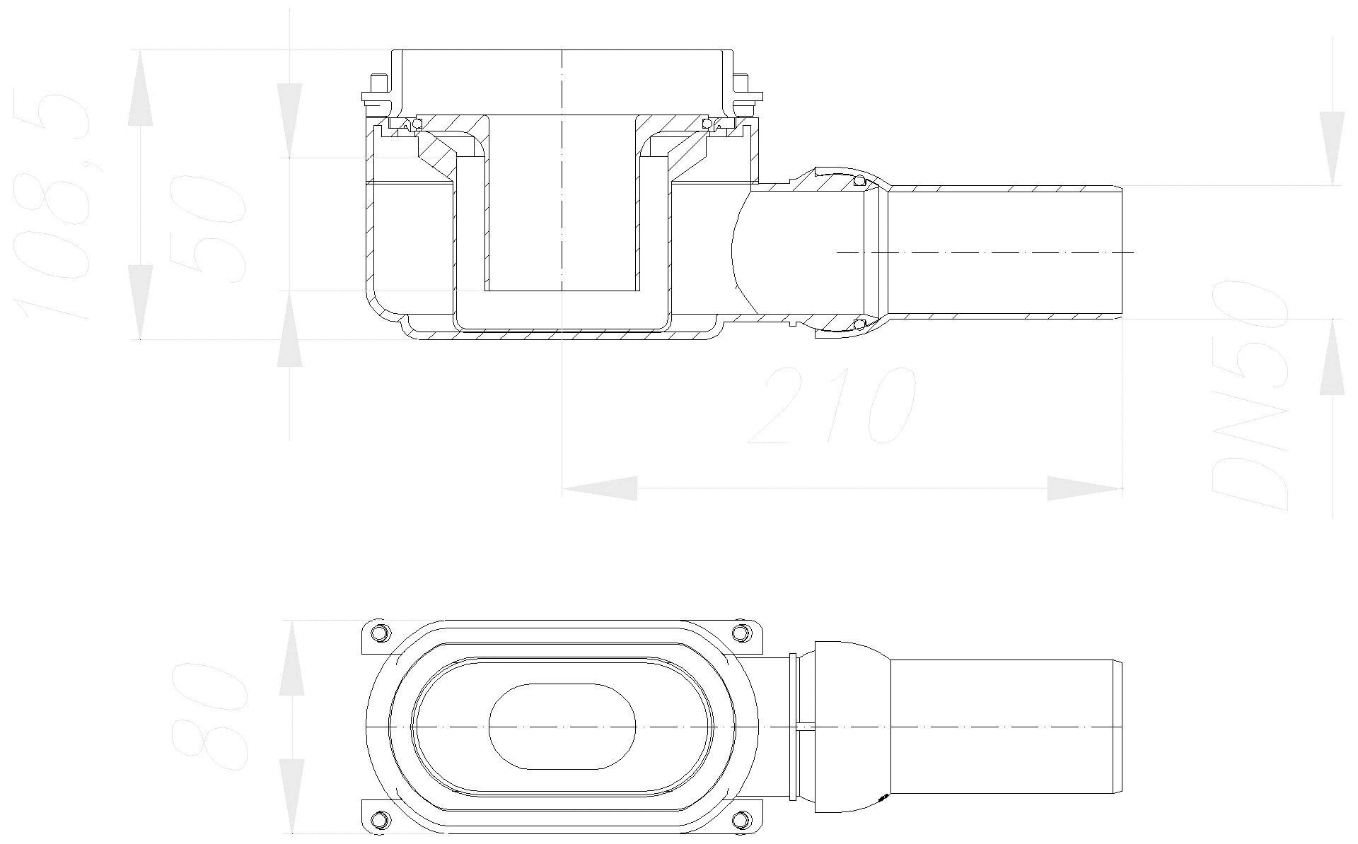 DALLMER Ablaufgehäuse CeraLine ab 2009, DN 50