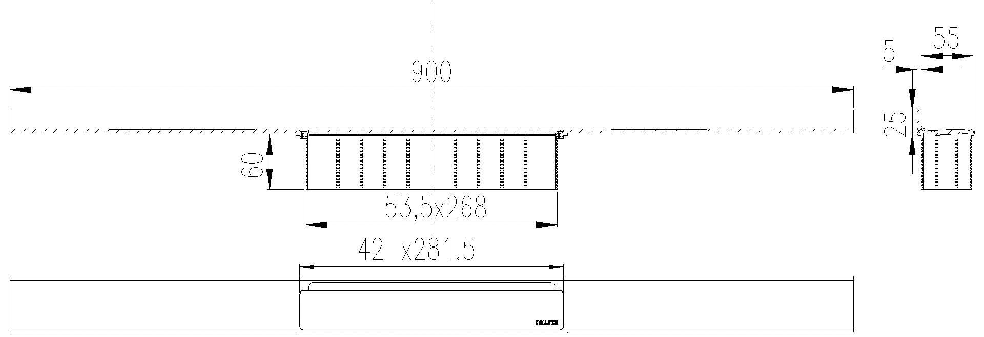 Dallmer - DALLMER Duschrinne CeraWall Select rotgold matt, 900 mm