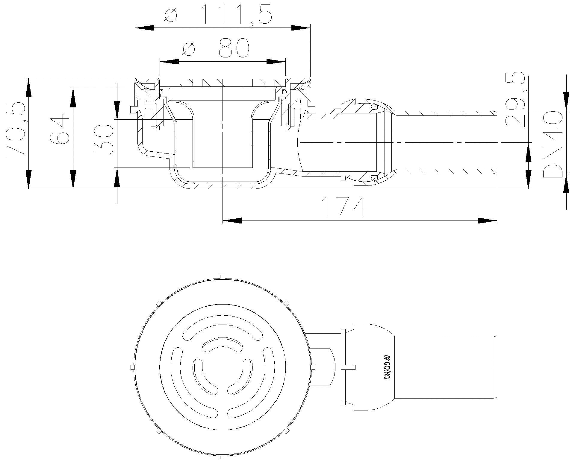 DALLMER Duschwannenablauf ORIO 60 Select, Edelstahl matt, DN 40