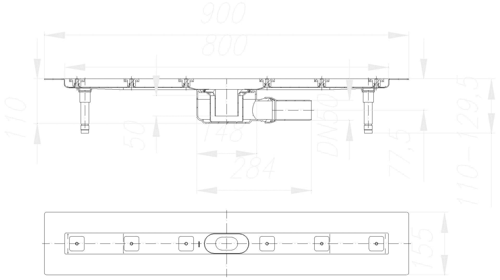 DALLMER Duschrinne CeraLine F 800 mm, DN 50