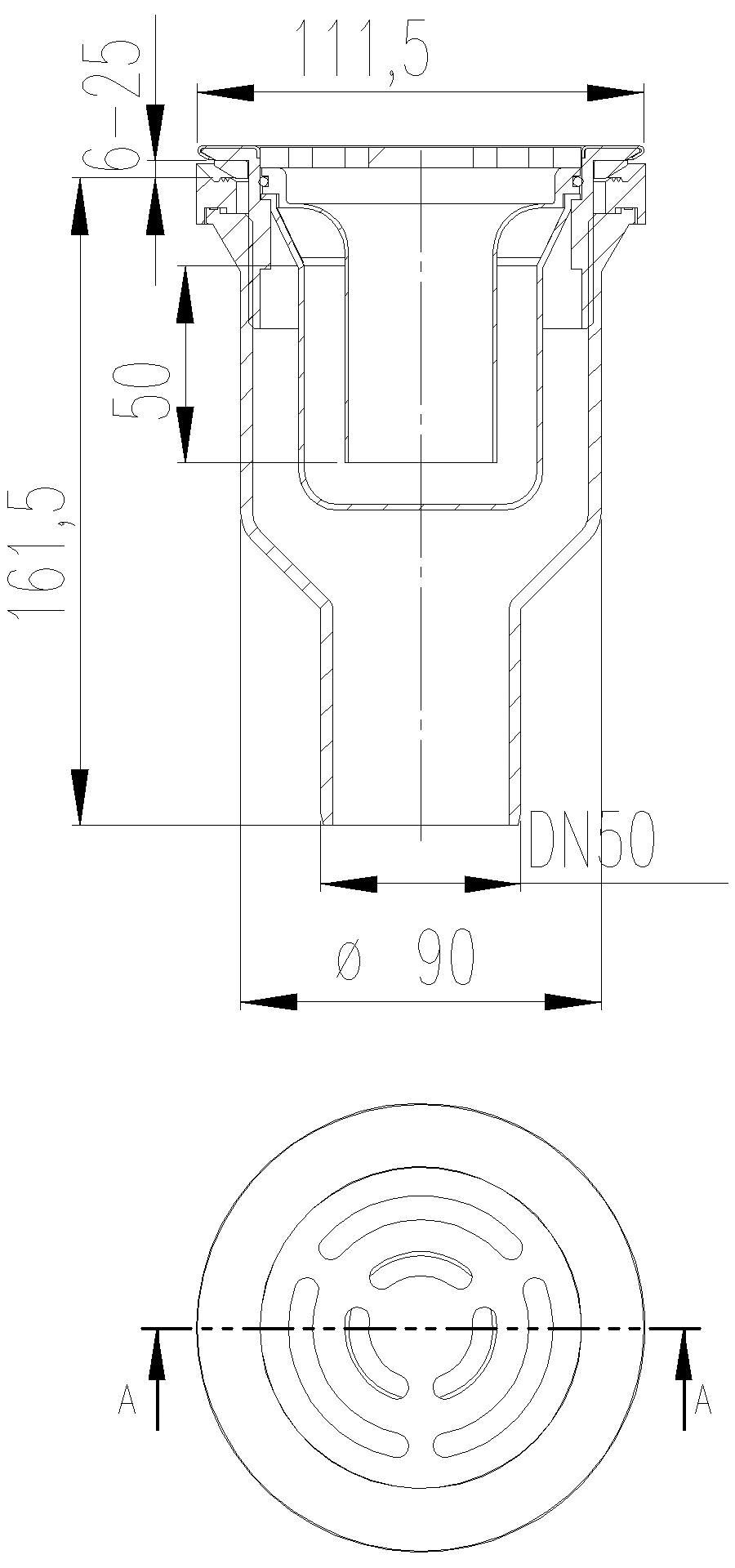 Dallmer - DALLMER Duschwannenablauf ORIO V Select, Edelstahl matt, DN 50