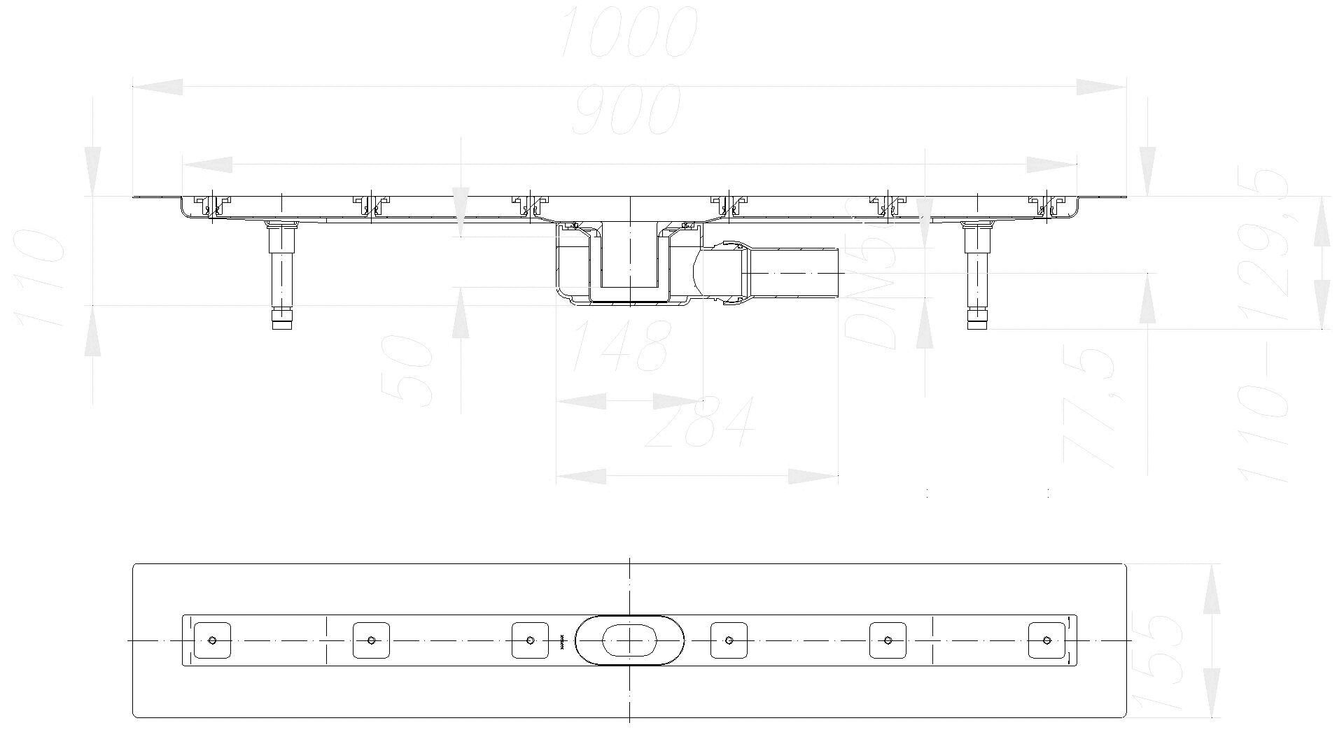 DALLMER Duschrinne CeraLine F 900 mm, DN 50