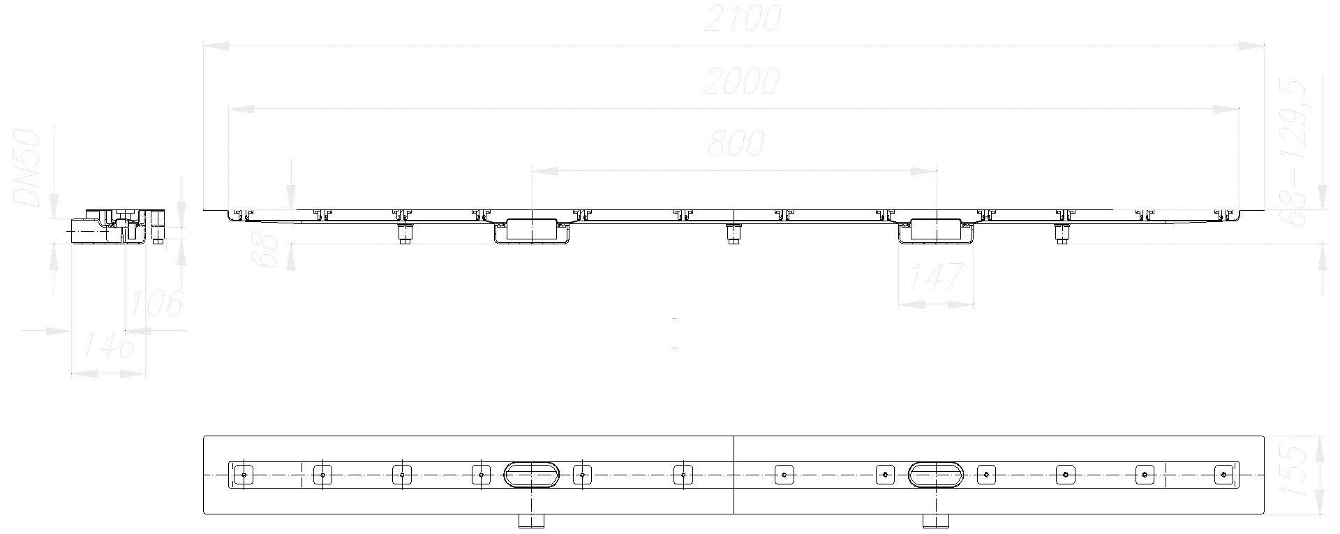DALLMER Duschrinne CeraLine Nano F Duo 2000 mm, DN 50