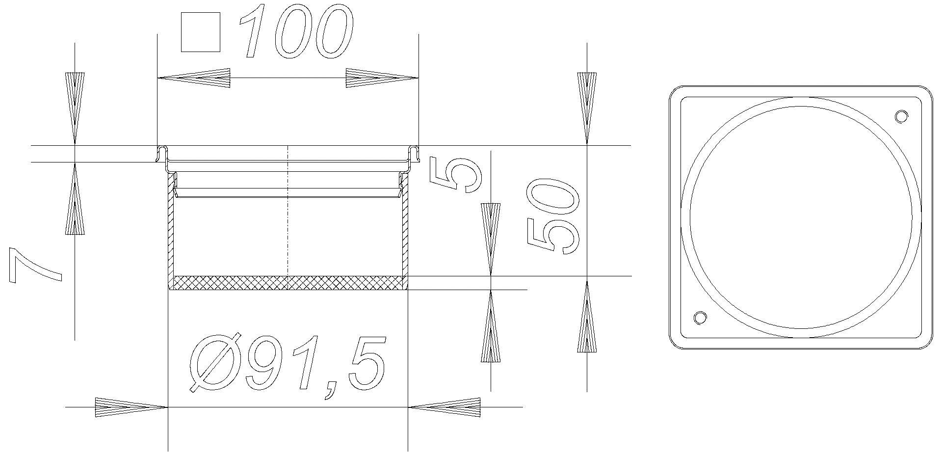 DALLMER Aufsatzrahmen V, S 10/100, V4A, 100 x 100 mm