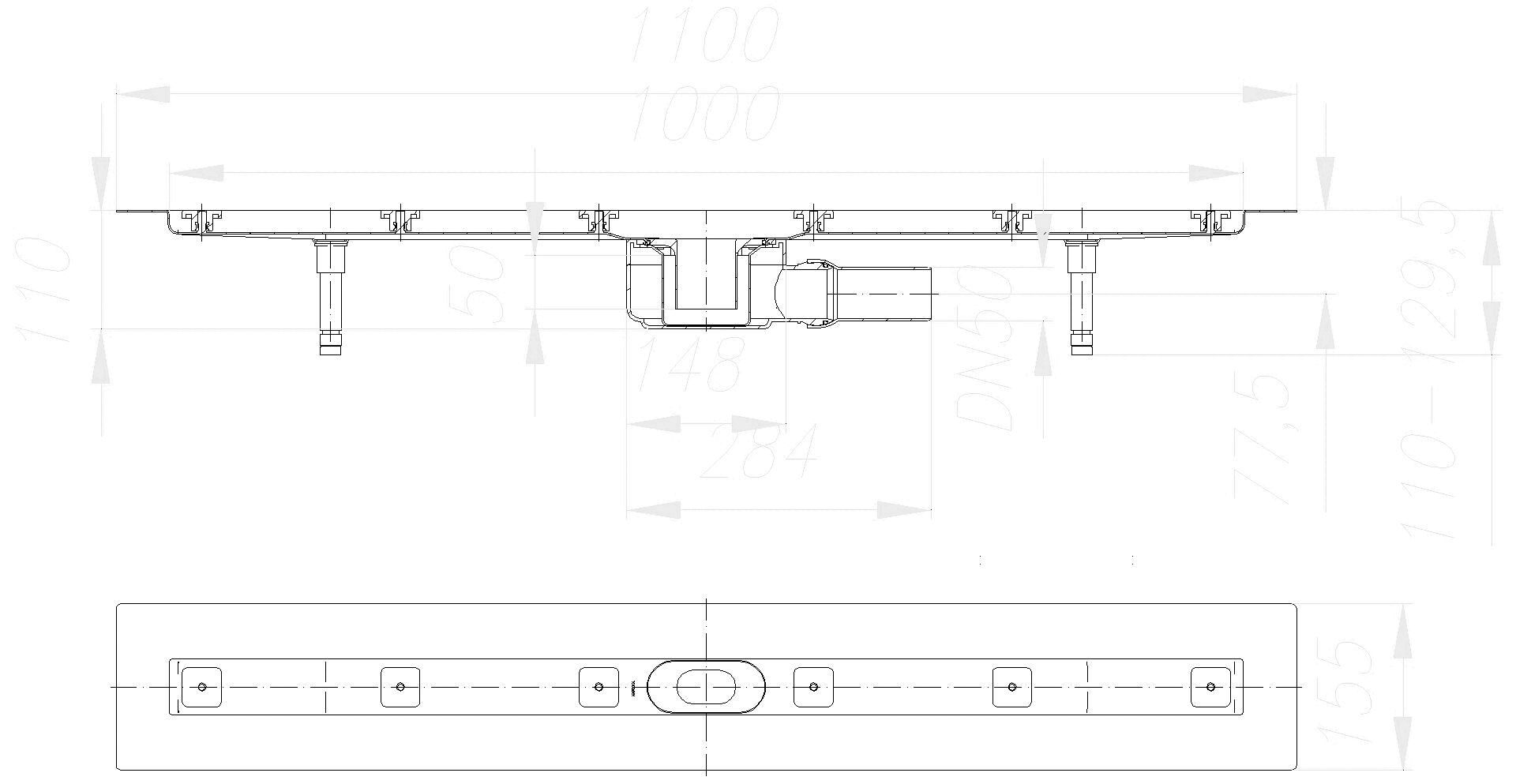 DALLMER Duschrinne CeraLine F 1000 mm, DN 50