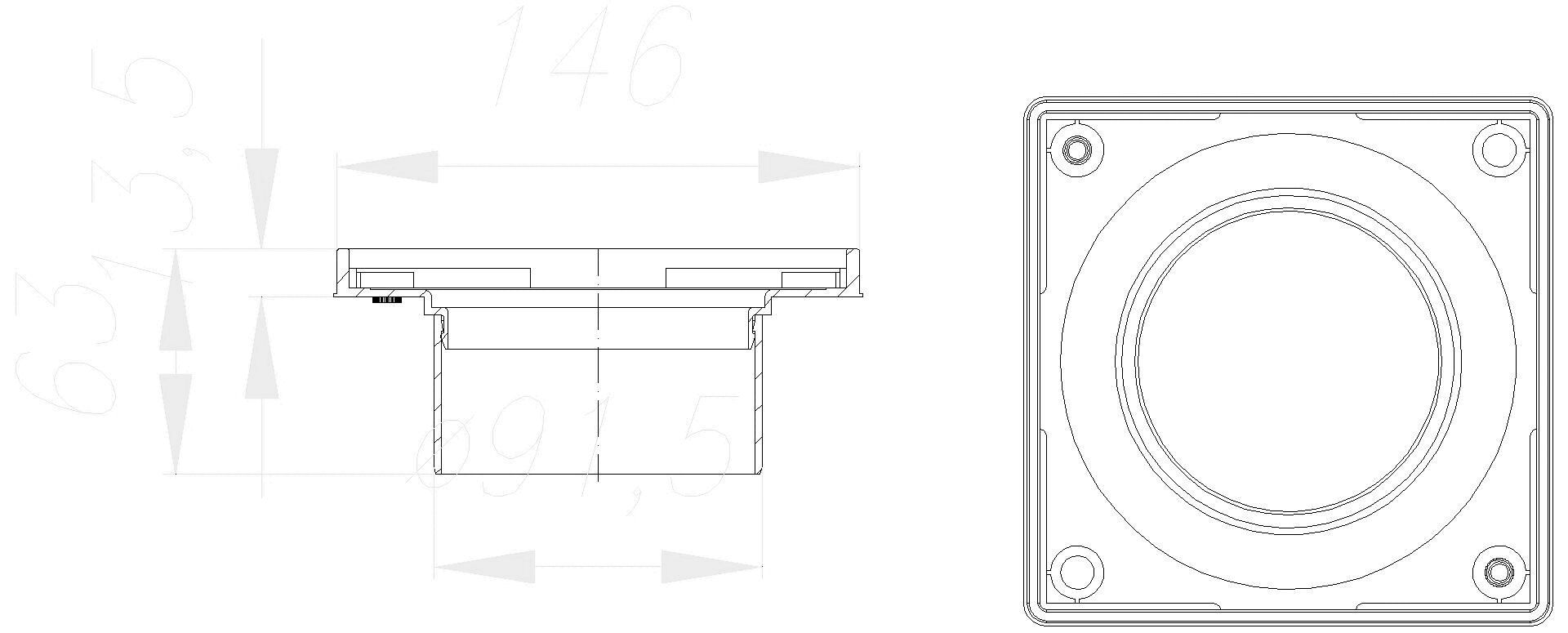 DALLMER Aufsatzrahmen KEN S10/150, 150 x 150 mm