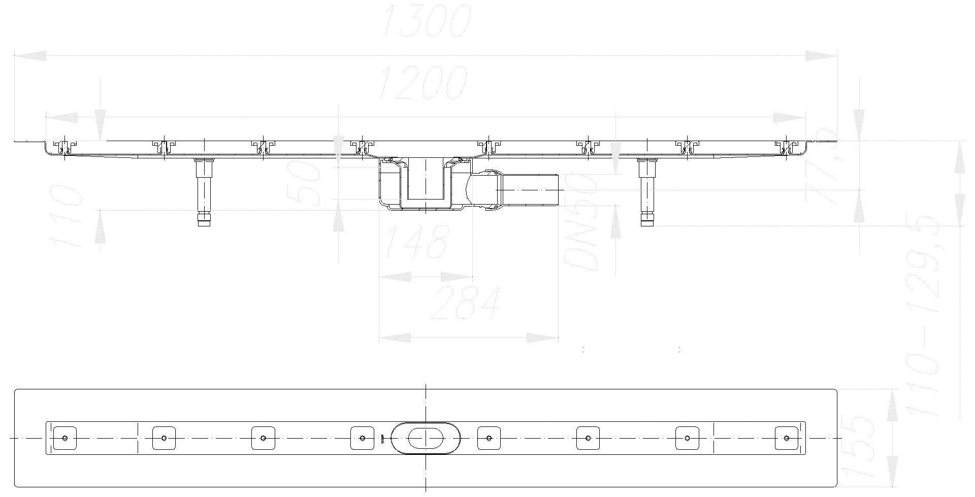 Dallmer - DALLMER Duschrinne CeraLine F 1200 mm, DN 50