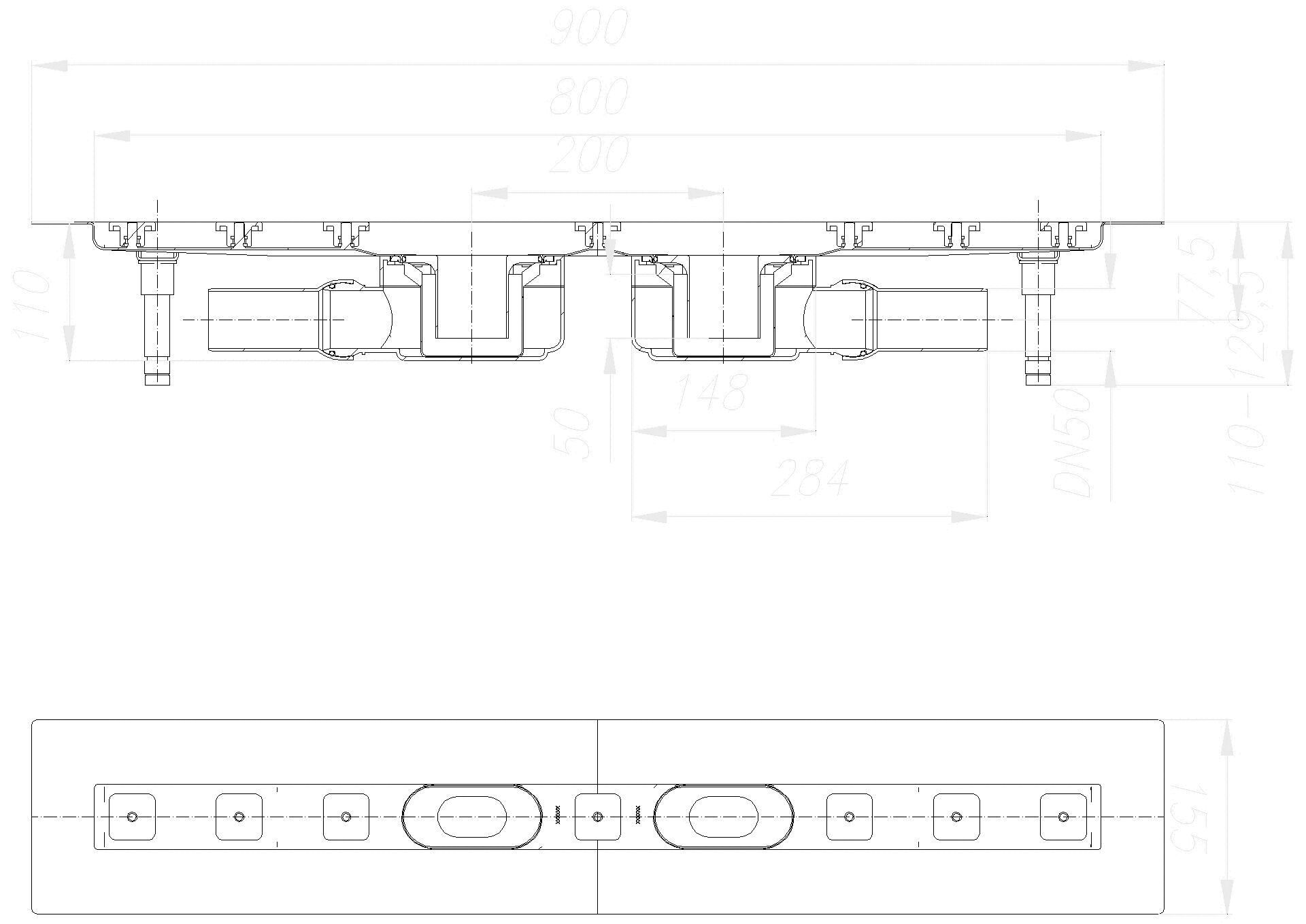 DALLMER Duschrinne CeraLine F Duo 800 mm, DN 50
