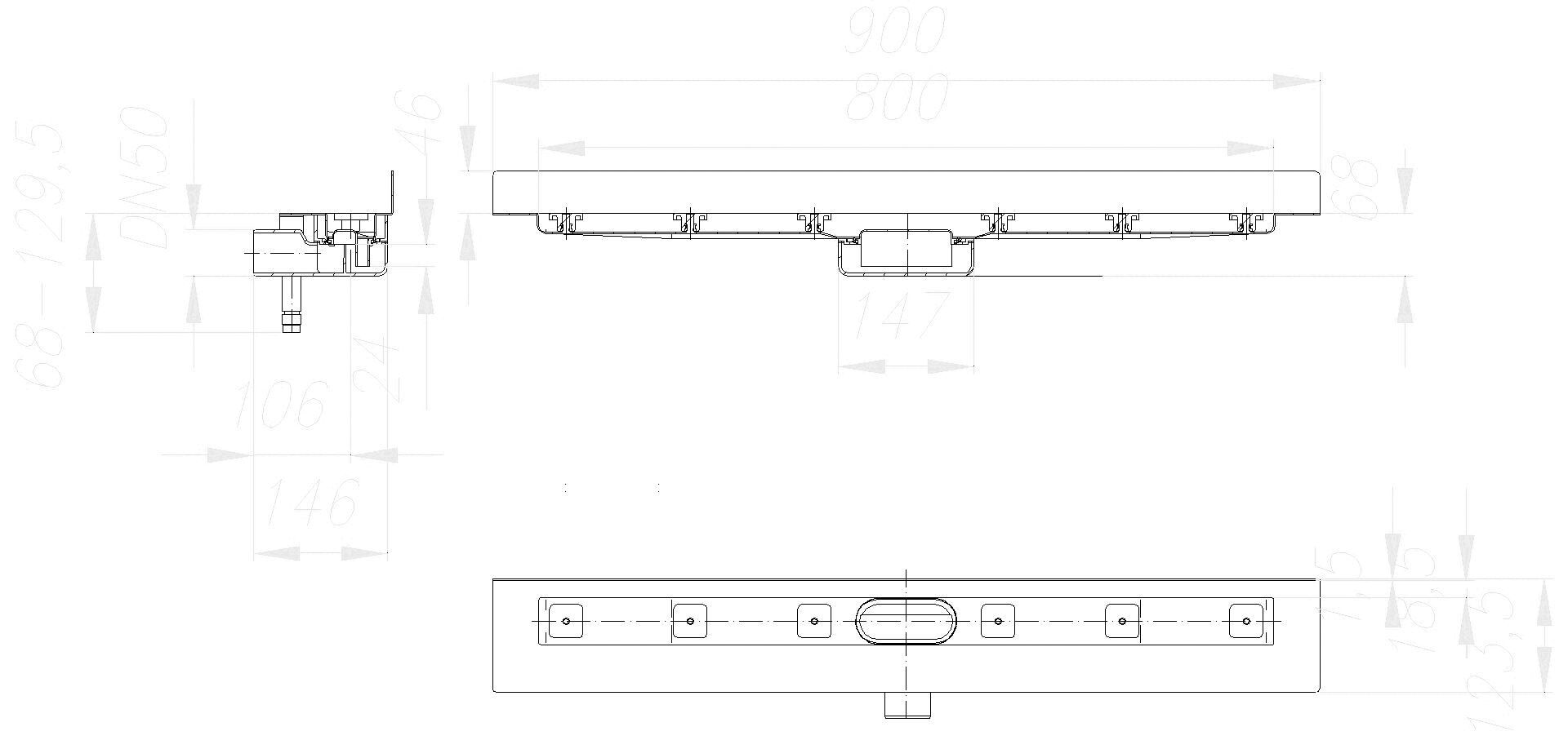 DALLMER Duschrinne CeraLine Nano W 800 mm, DN 50