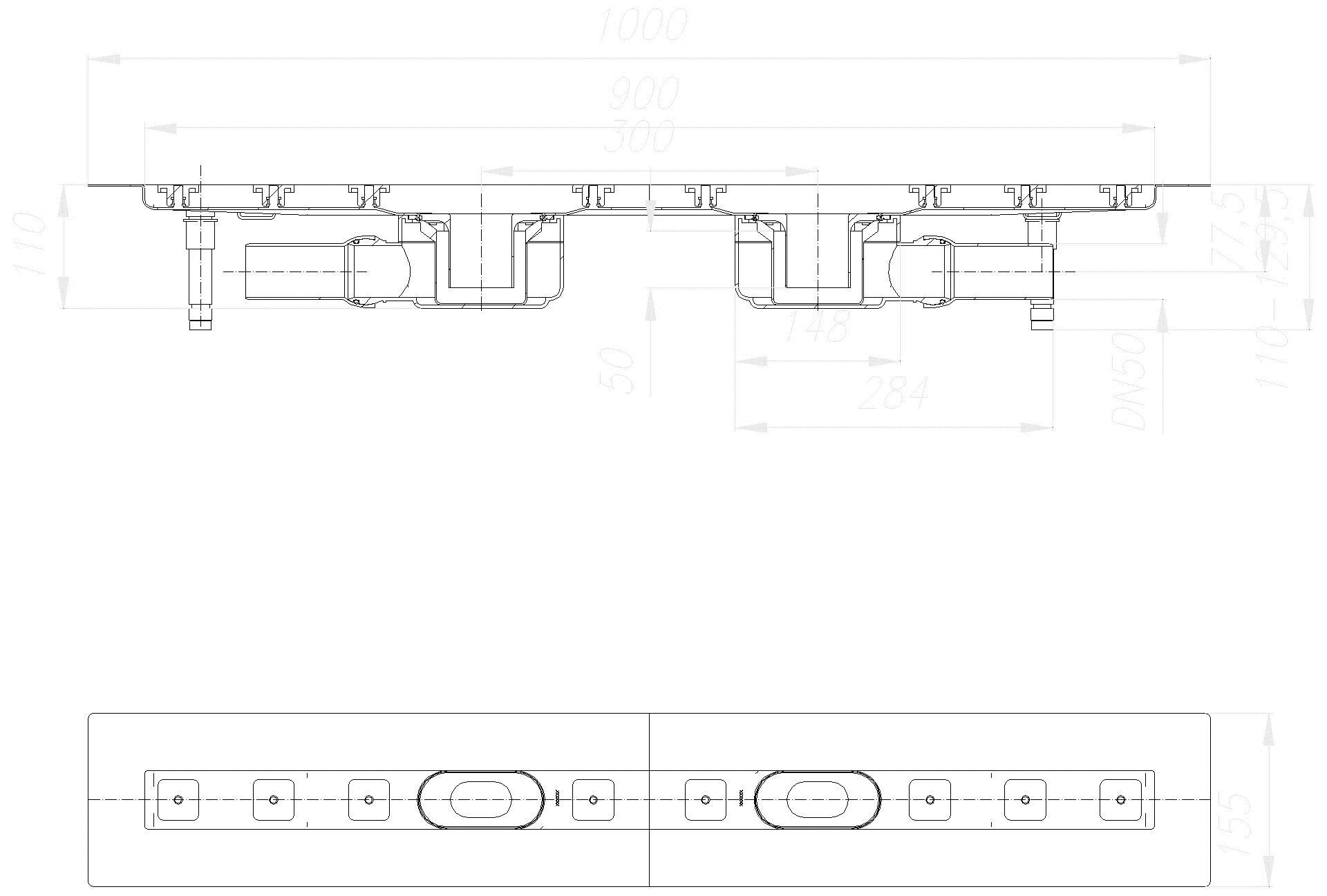Dallmer - DALLMER Duschrinne CeraLine F Duo 900 mm, DN 50