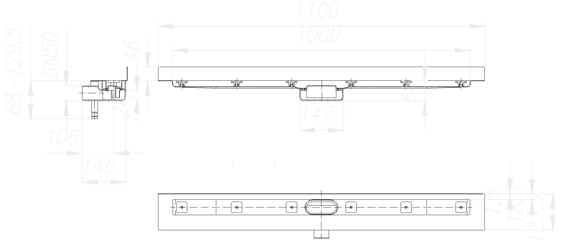 DALLMER Duschrinne CeraLine Nano W 1000 mm, DN 50