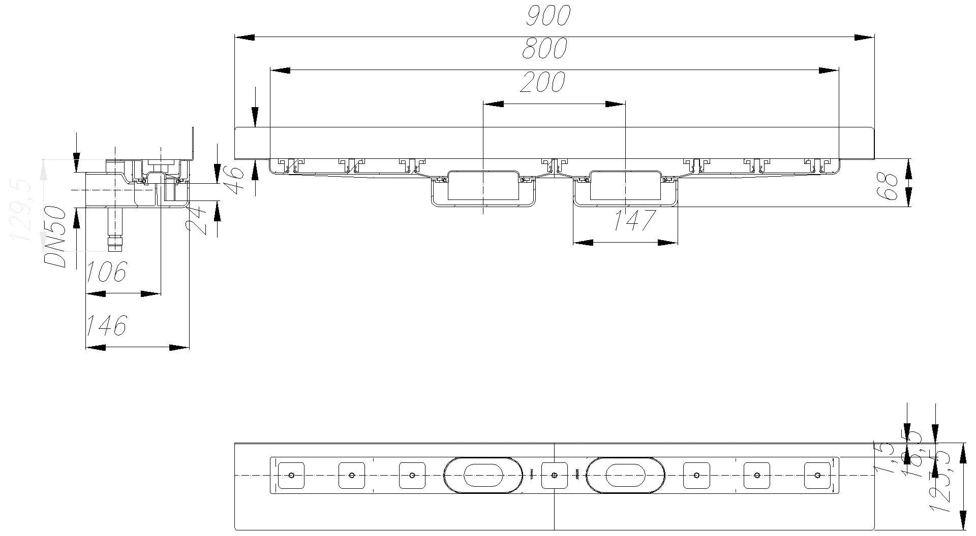 DALLMER Duschrinne CeraLine Nano W Duo 800 mm, DN 50