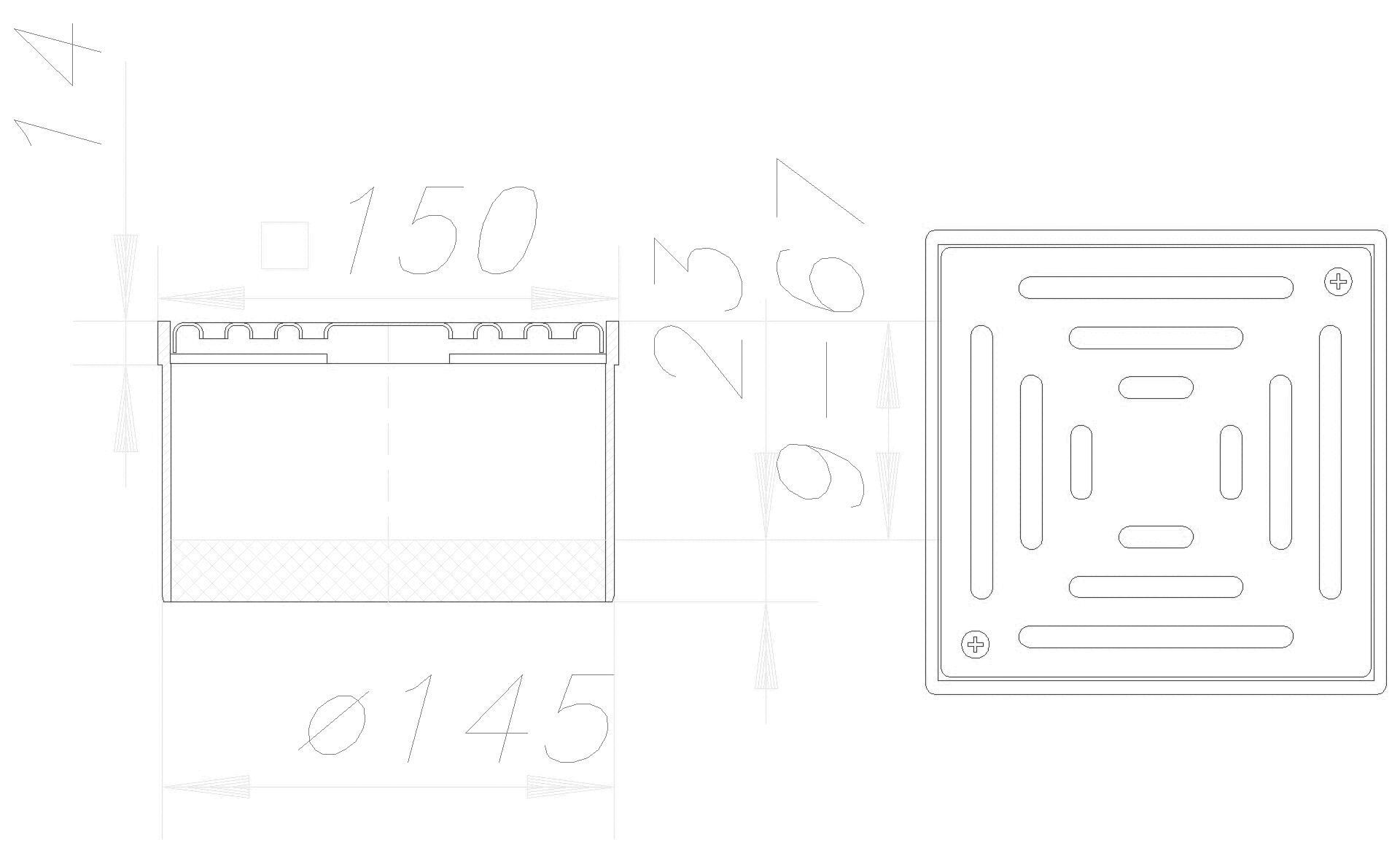Dallmer - DALLMER Aufsatz KEN 15, Rost verschraubt, 150 x 150 mm