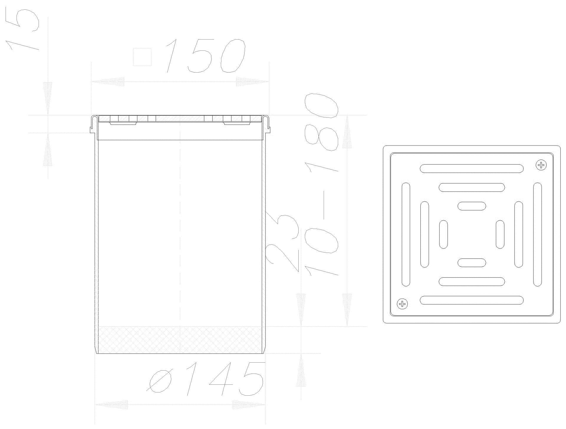 DALLMER Aufsatz SES 15, Rost massiv, verschraubt, 150 x 150 mm