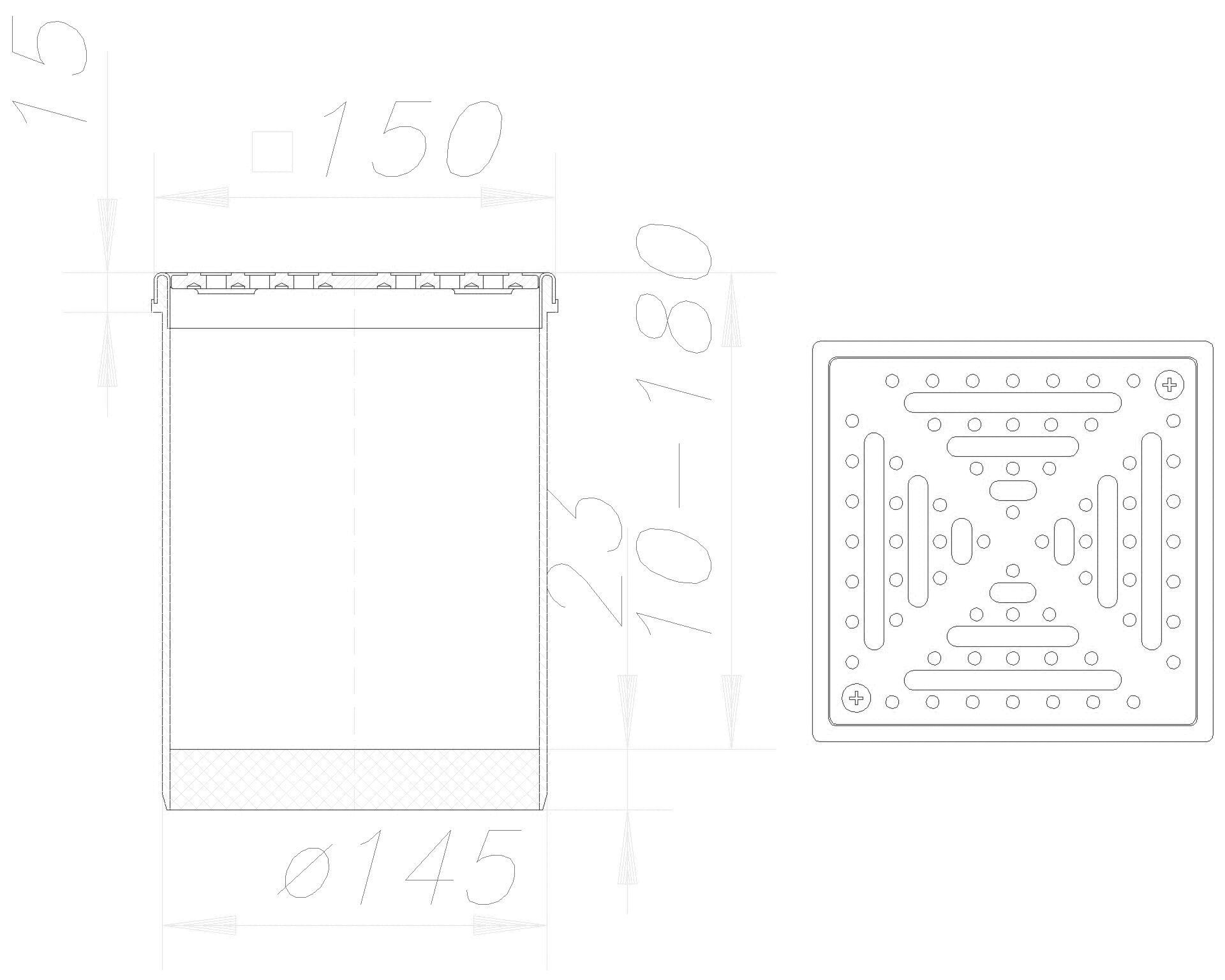 Dallmer - DALLMER Aufsatz RHS 15, Rost massiv, rutschh., verschr., 150 x 150 mm