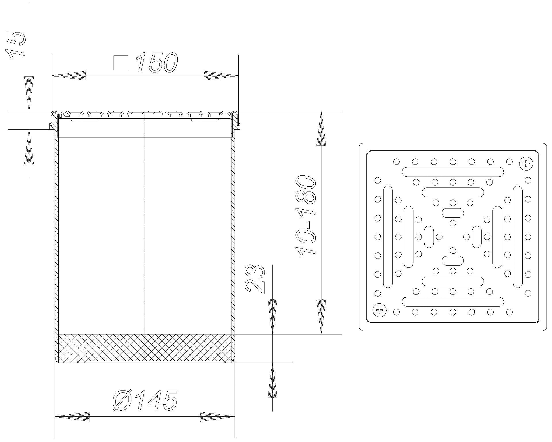 DALLMER Aufsatz RHS 15, Rost 1,5 mm, rutschh., verschr., 150 x 150 mm