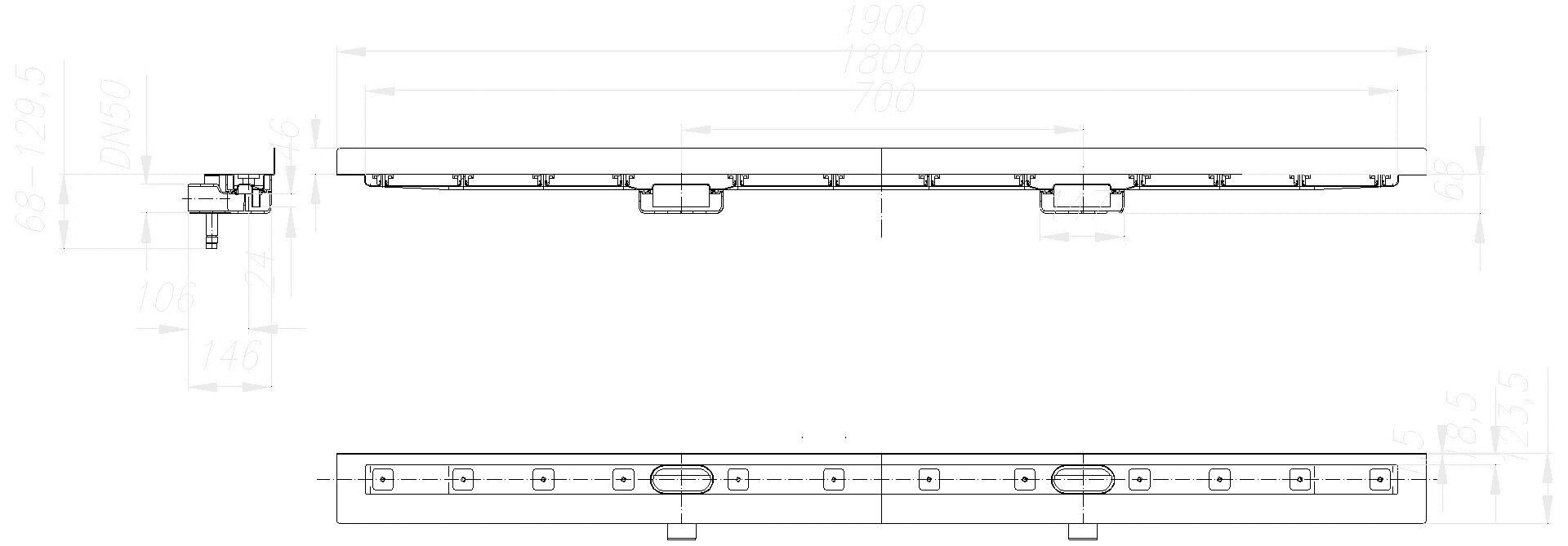 DALLMER Duschrinne CeraLine Nano W Duo 1800 mm, DN 50