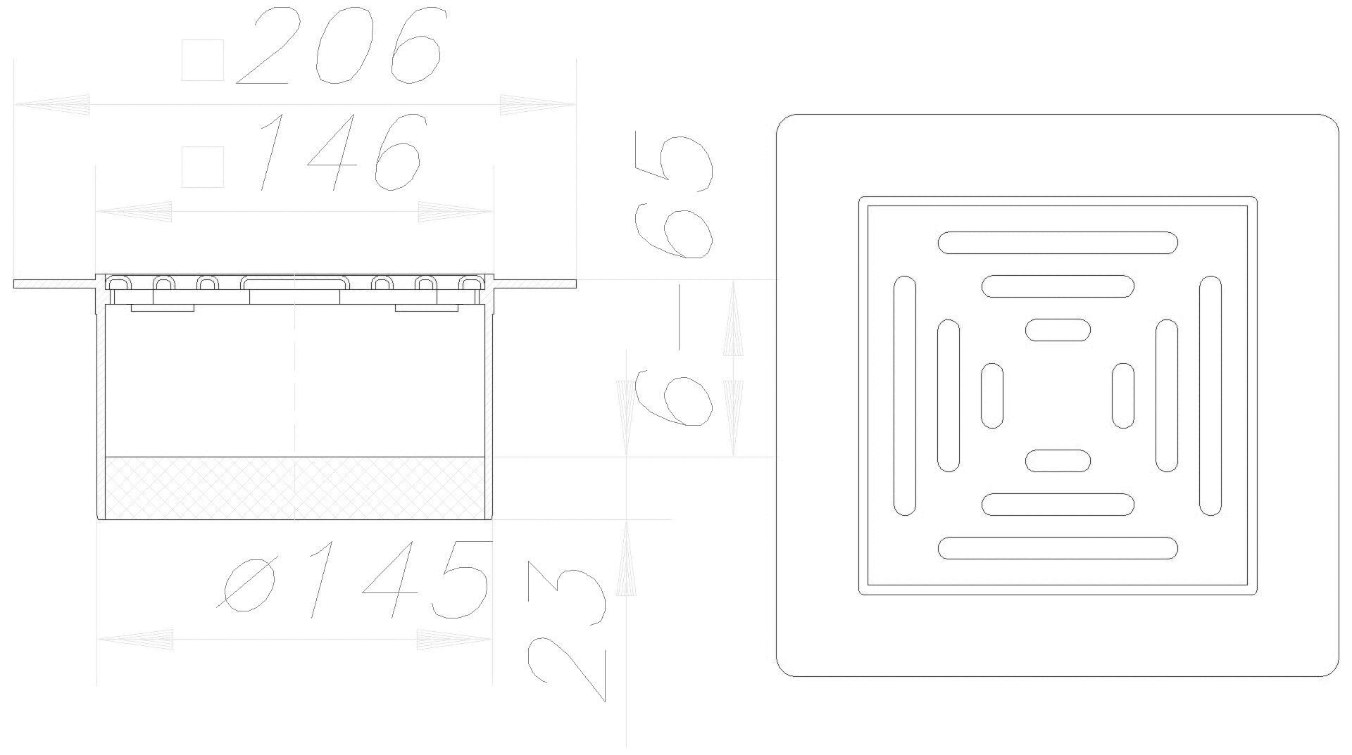 Dallmer - DALLMER Aufsatz PVC-E 15, 150 x 150 mm