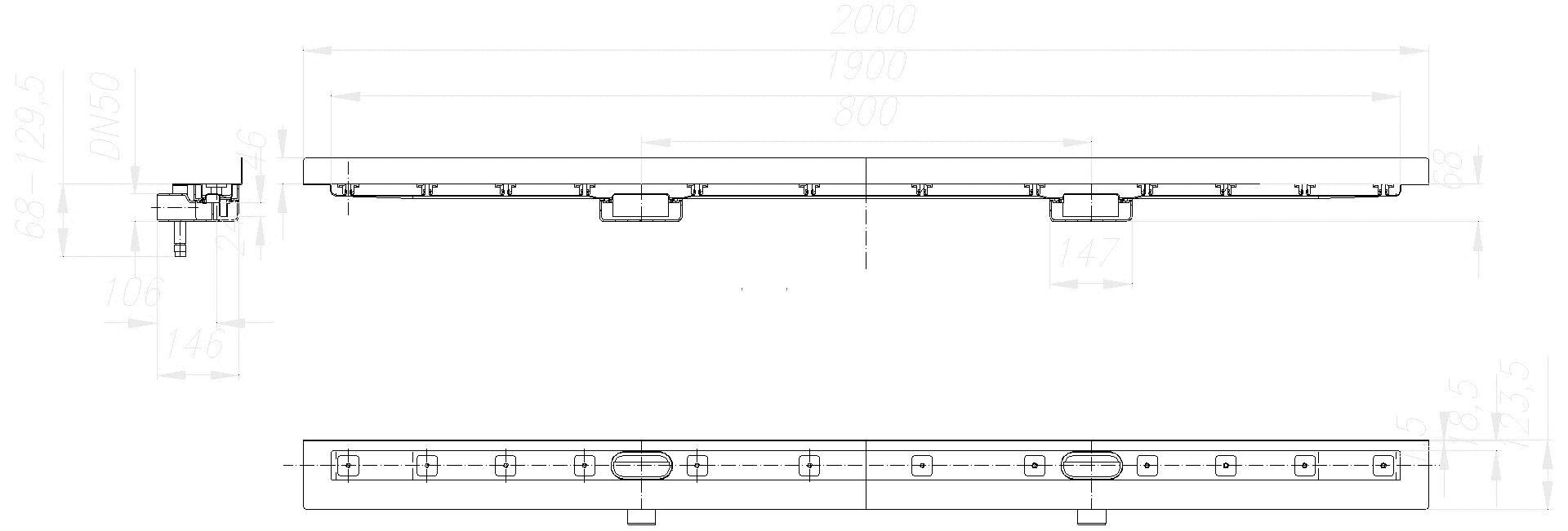 DALLMER Duschrinne CeraLine Nano W Duo 1900 mm, DN 50