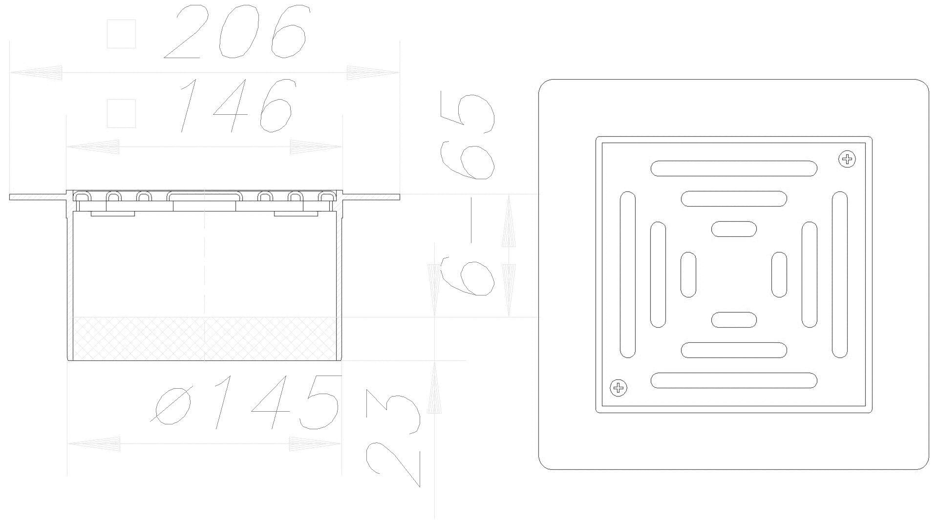 DALLMER Aufsatz PVC EN 15, Rost verschraubt, 150 x 150 mm