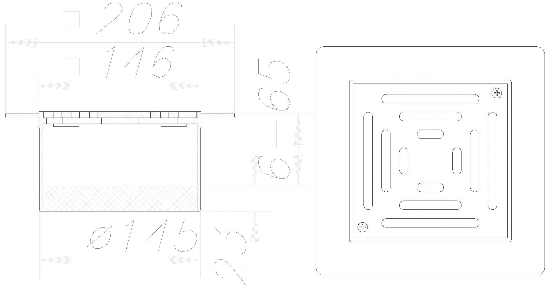 DALLMER Aufsatz PVC ES 15, Rost massiv, verschraubt, 150 x 150 mm