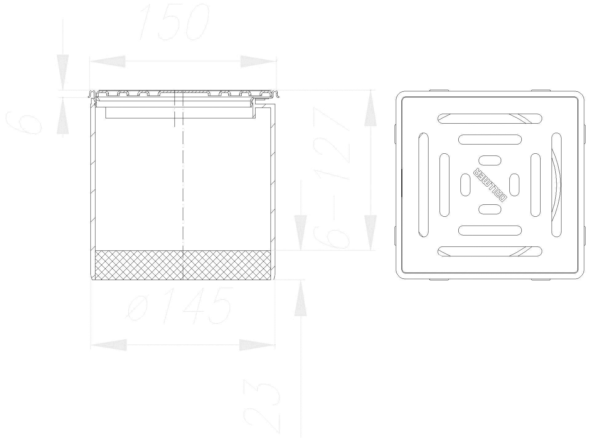 DALLMER Aufsatz VEC 15, seitenverstellbar, 150 x 150 mm