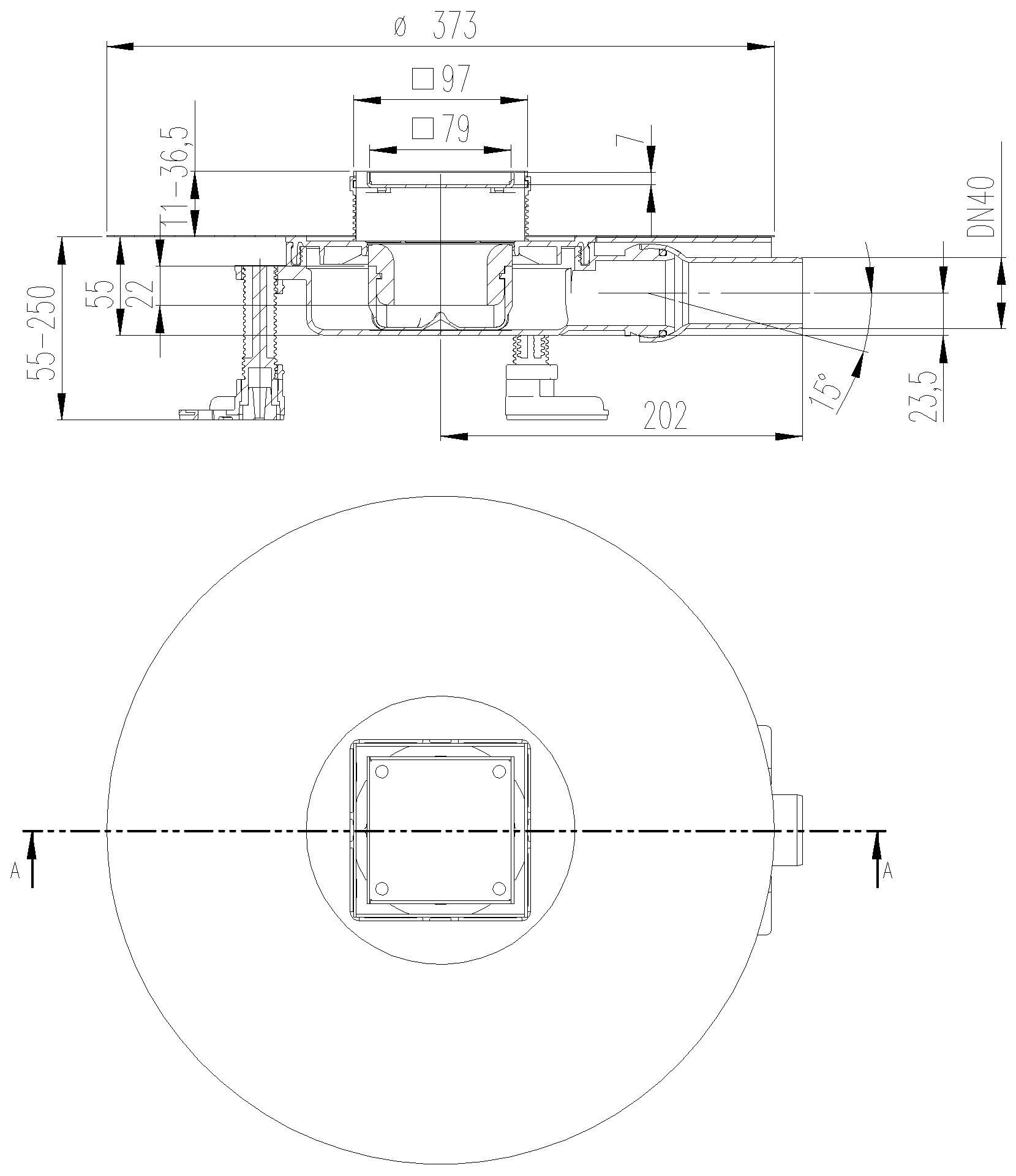 DALLMER Bodenablauf DallDrain Individual Plan, DN 40, 100 x 100 mm