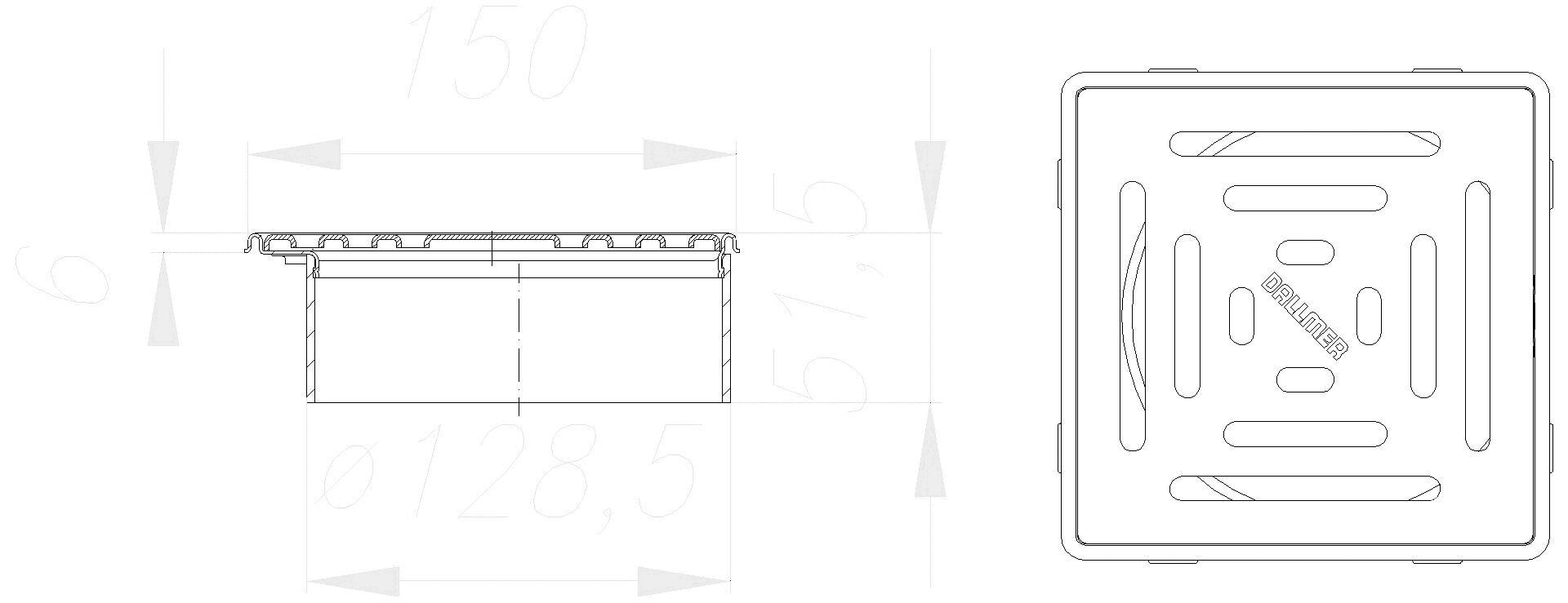 DALLMER Aufsatz VC 15 seitenverstellbar, 150 x 150 mm