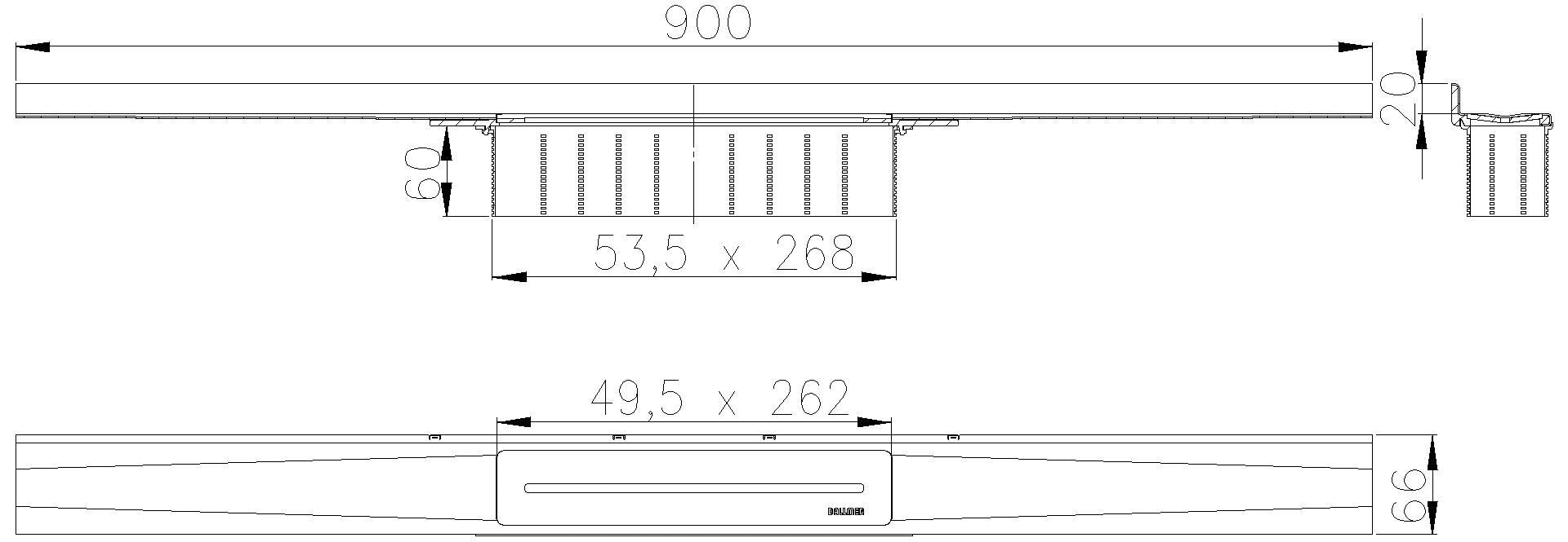 DALLMER Duschrinne CeraWall Pure, 900 mm