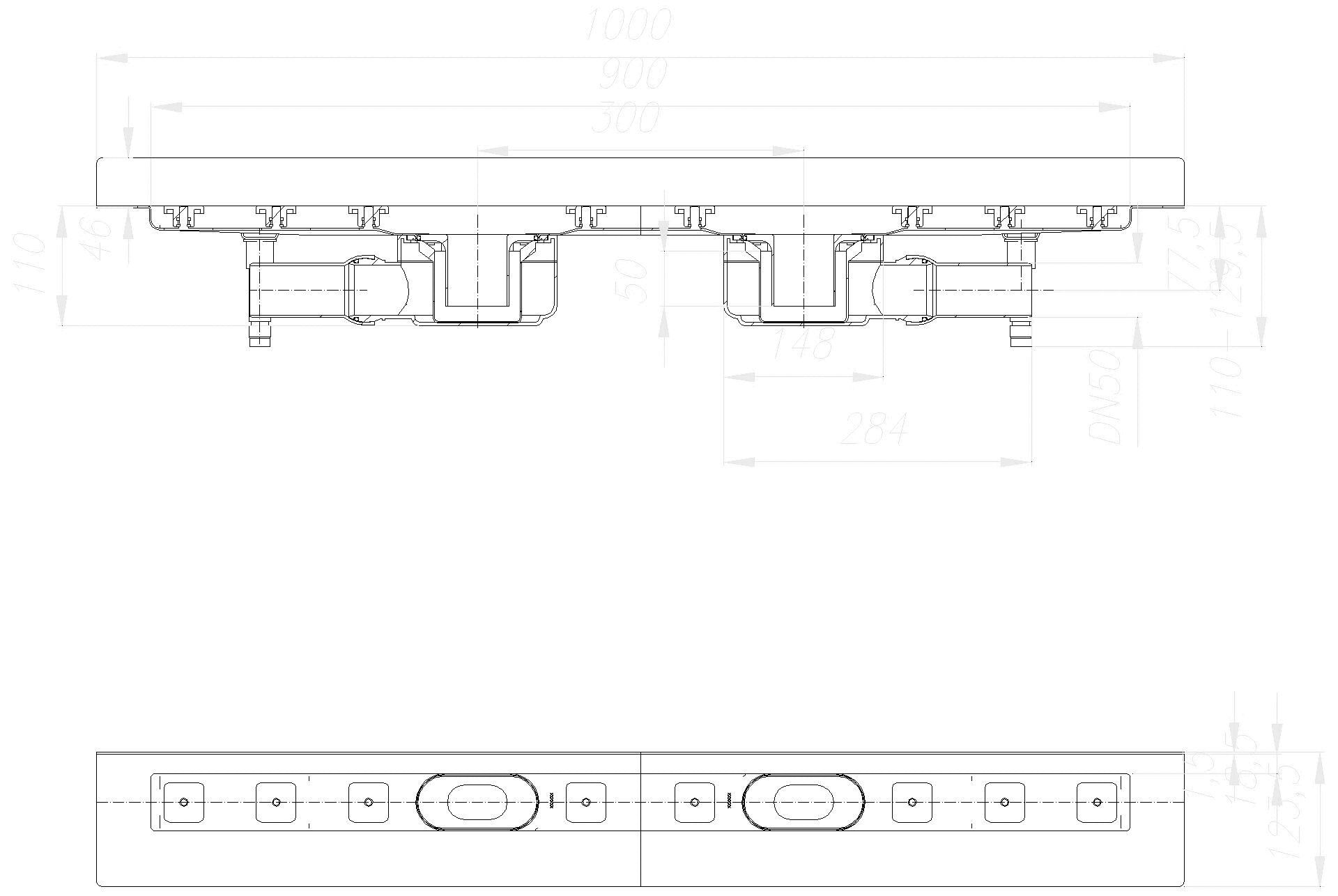 DALLMER Duschrinne CeraLine W Duo 900 mm, DN 50
