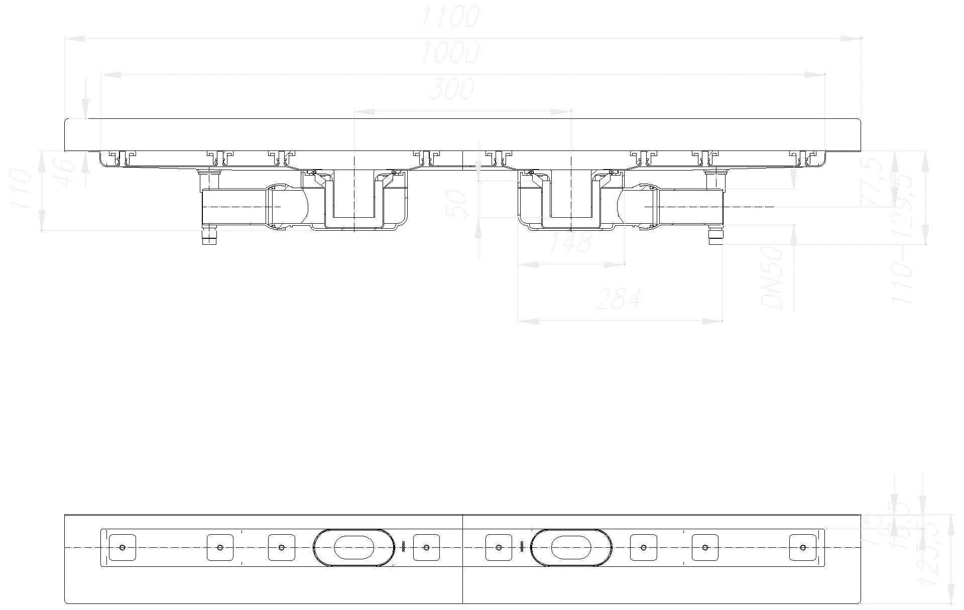 DALLMER Duschrinne CeraLine W Duo 1000 mm, DN 50
