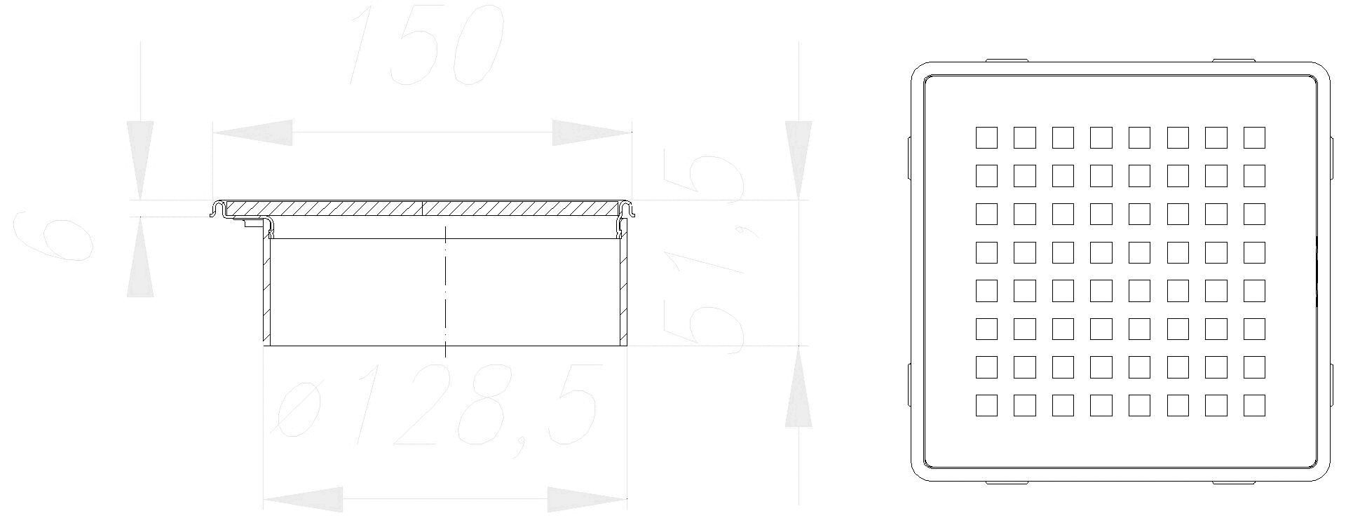 DALLMER Aufsatz Quadra CD 15 seitenverstellbar, 150 x 150 mm