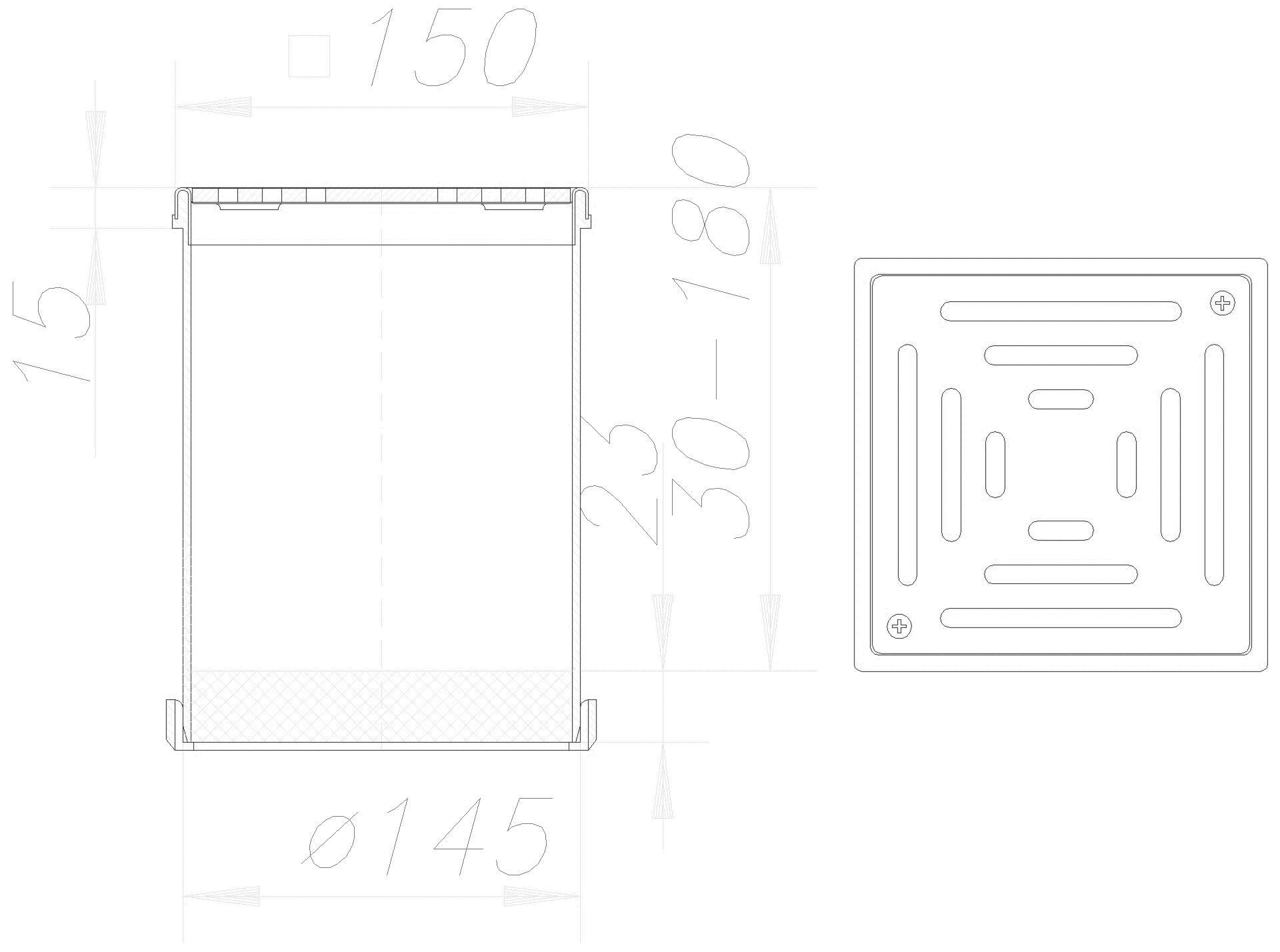 DALLMER Terrassen-Aufsatz SES 15, Rost 5 mm, verschr., 150 x 150 mm