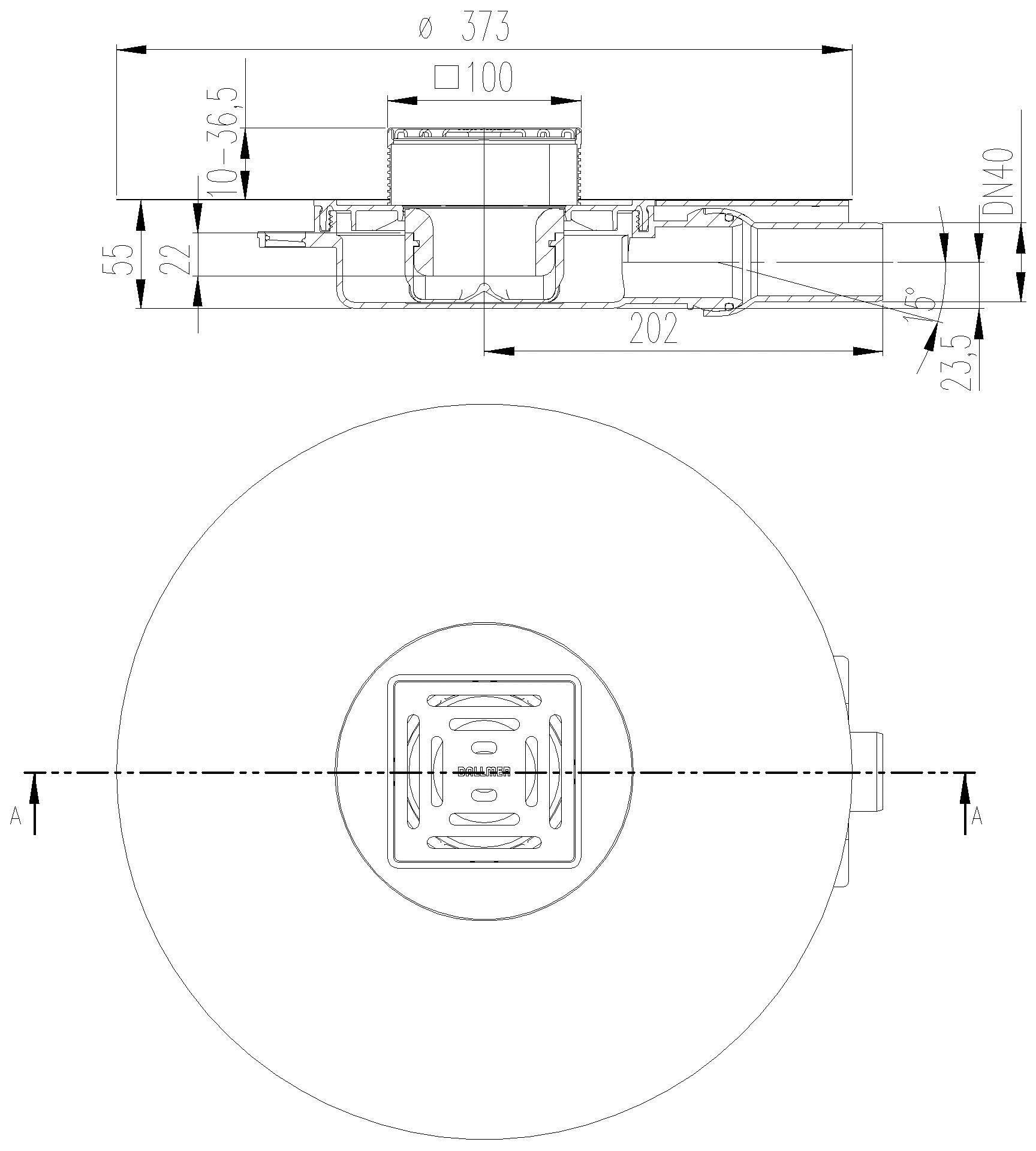 Dallmer - DALLMER Bodenablauf DallDrain Select Plan OM, DN 40, 100 x 100 mm