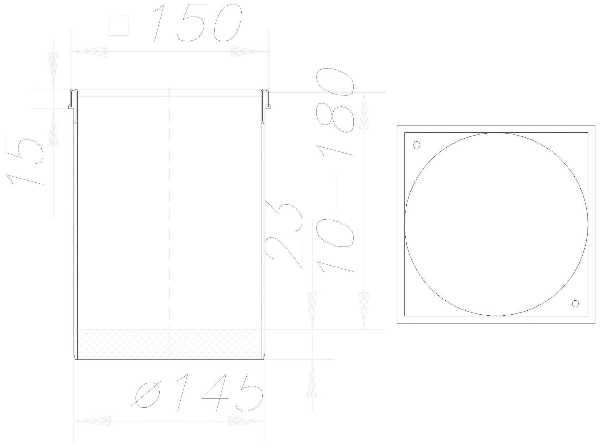 DALLMER Aufsatzrahmen S 15, 150 x 150 mm