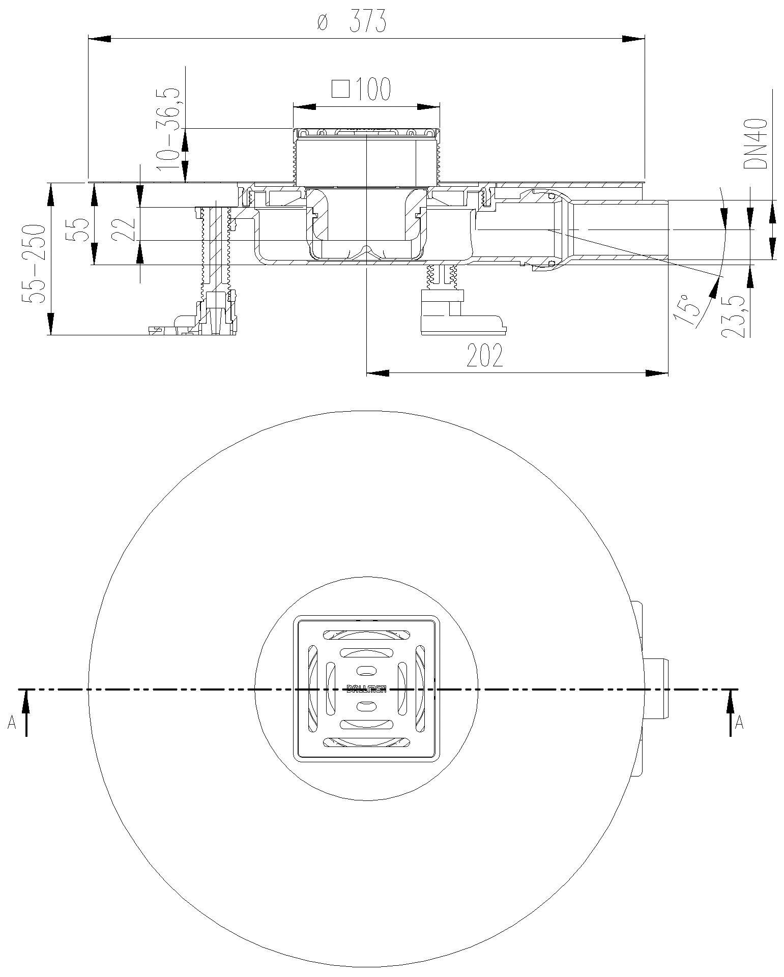Dallmer - DALLMER Bodenablauf DallDrain Select Plan, DN 40, 100 x 100 mm