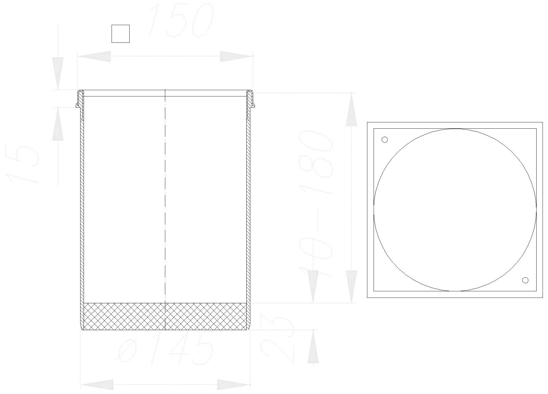 DALLMER Aufsatzrahmen S 15 V4A, 150 x 150 mm