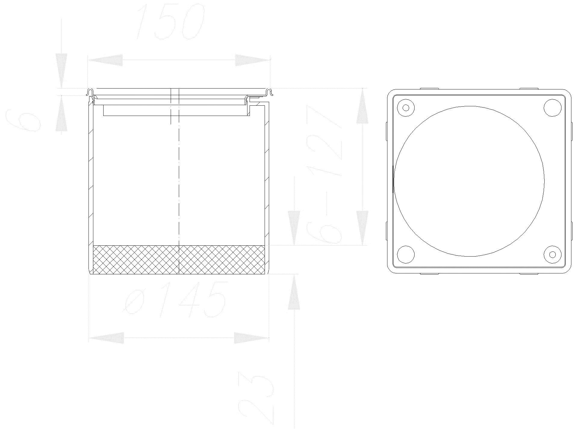 DALLMER Aufsatzrahmen VS 15, 150 x 150 mm