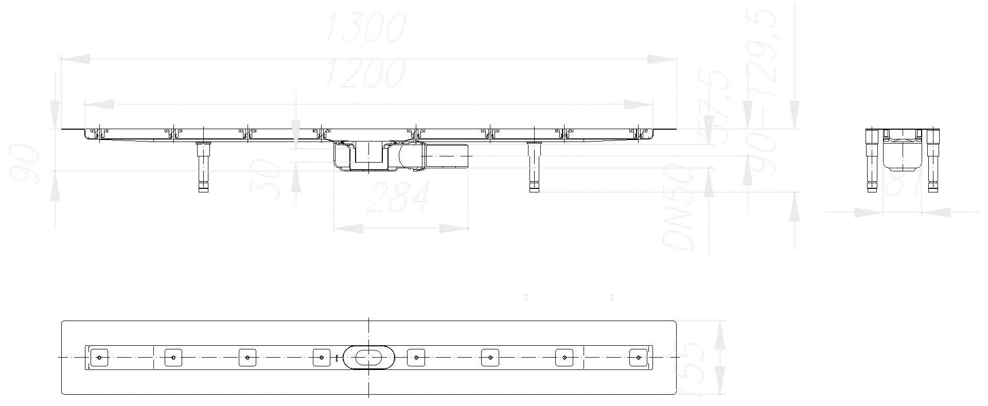 DALLMER Duschrinne CeraLine PLAN F 1200 mm, DN 50