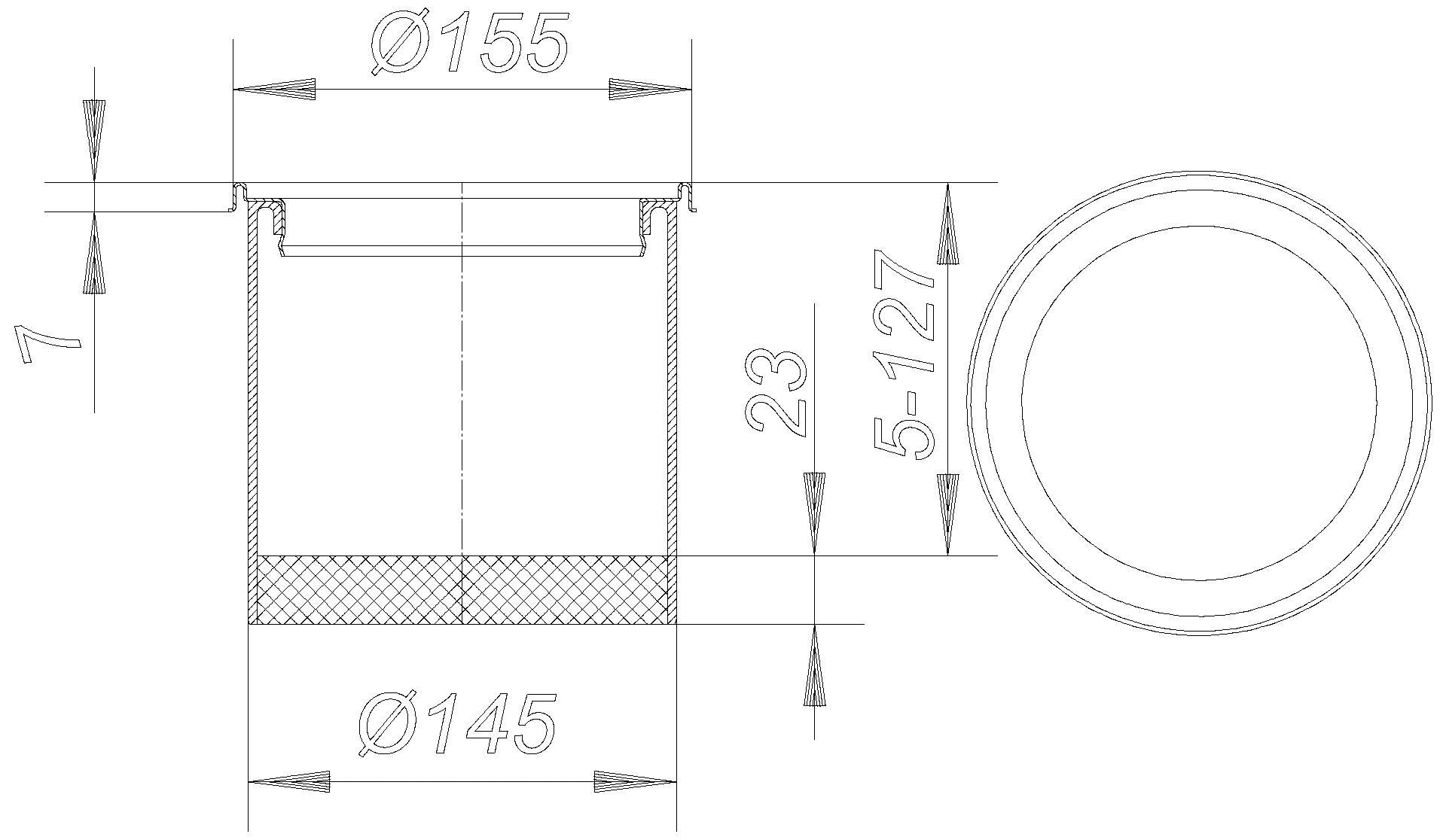 Dallmer - DALLMER Aufsatzrahmen VER 15, V4A, d: 155 mm