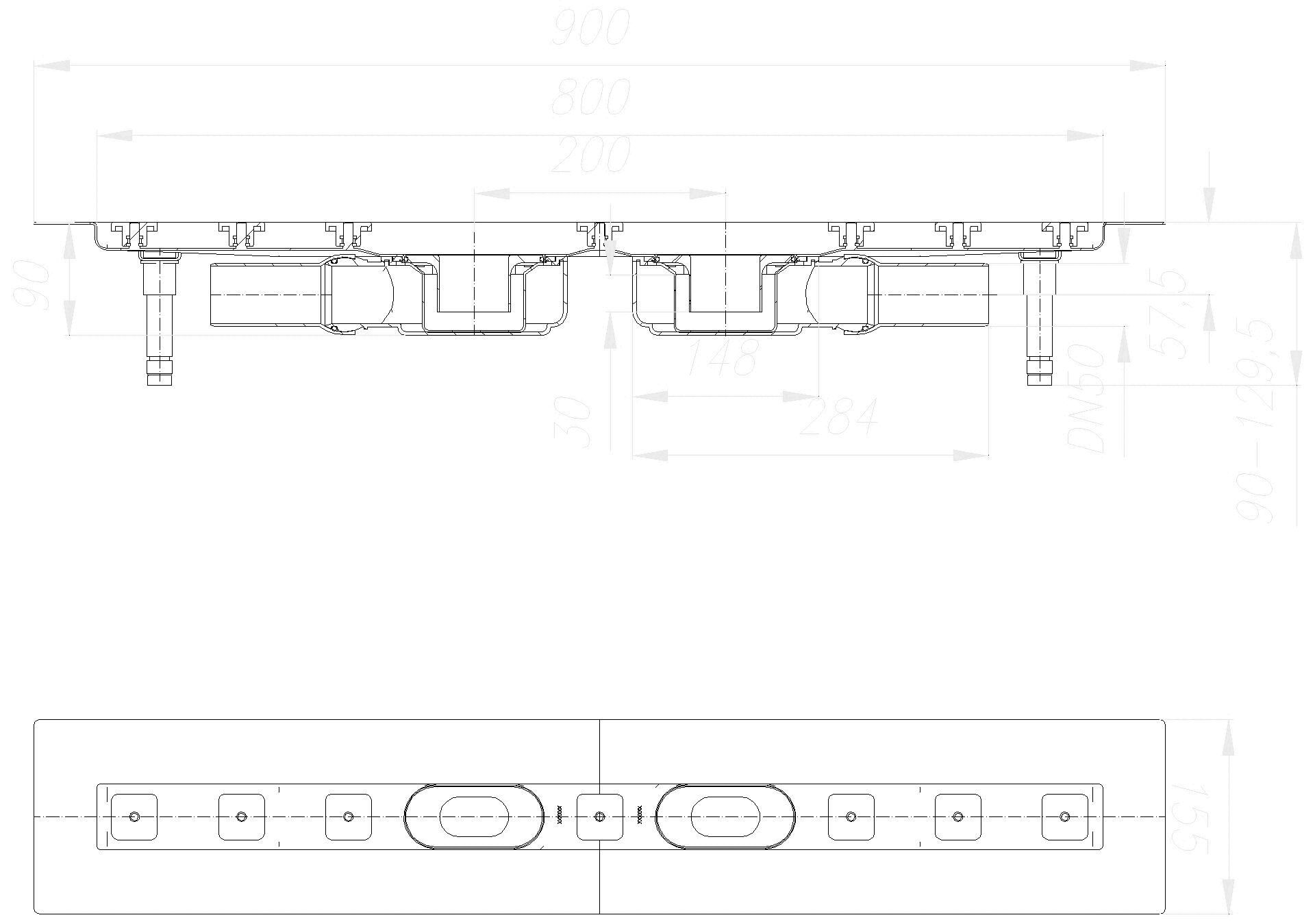 Dallmer - DALLMER Duschrinne CeraLine Plan F Duo 800 mm, DN 50