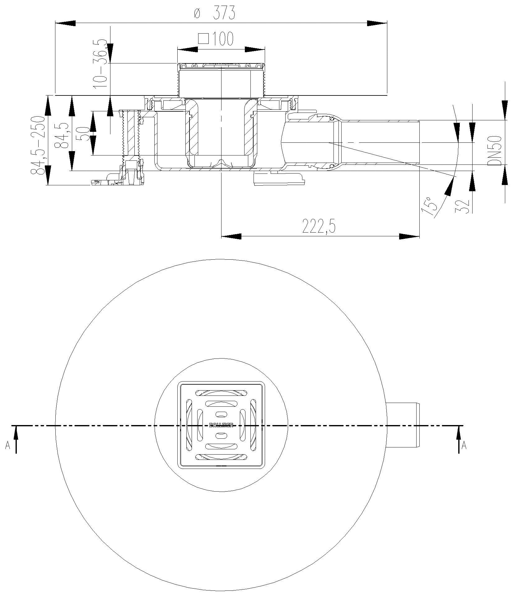 Dallmer - DALLMER Bodenablauf DallDrain Select, DN 50, 100 x 100 mm